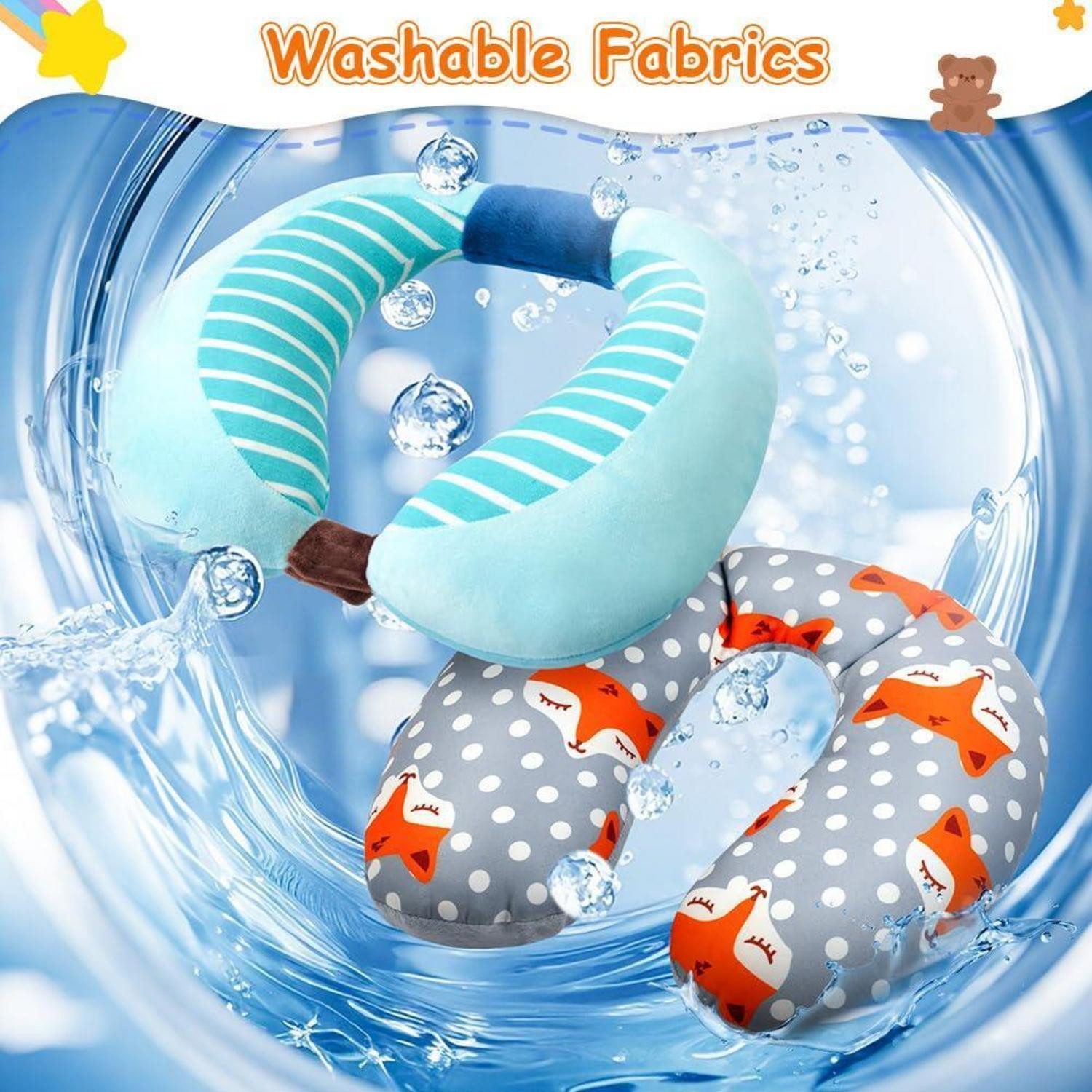 LuxusKollektion Babykissen Nackenkissen Kinder Auto Flugzeug Babyschale Kinderwagen Fuchs-muster