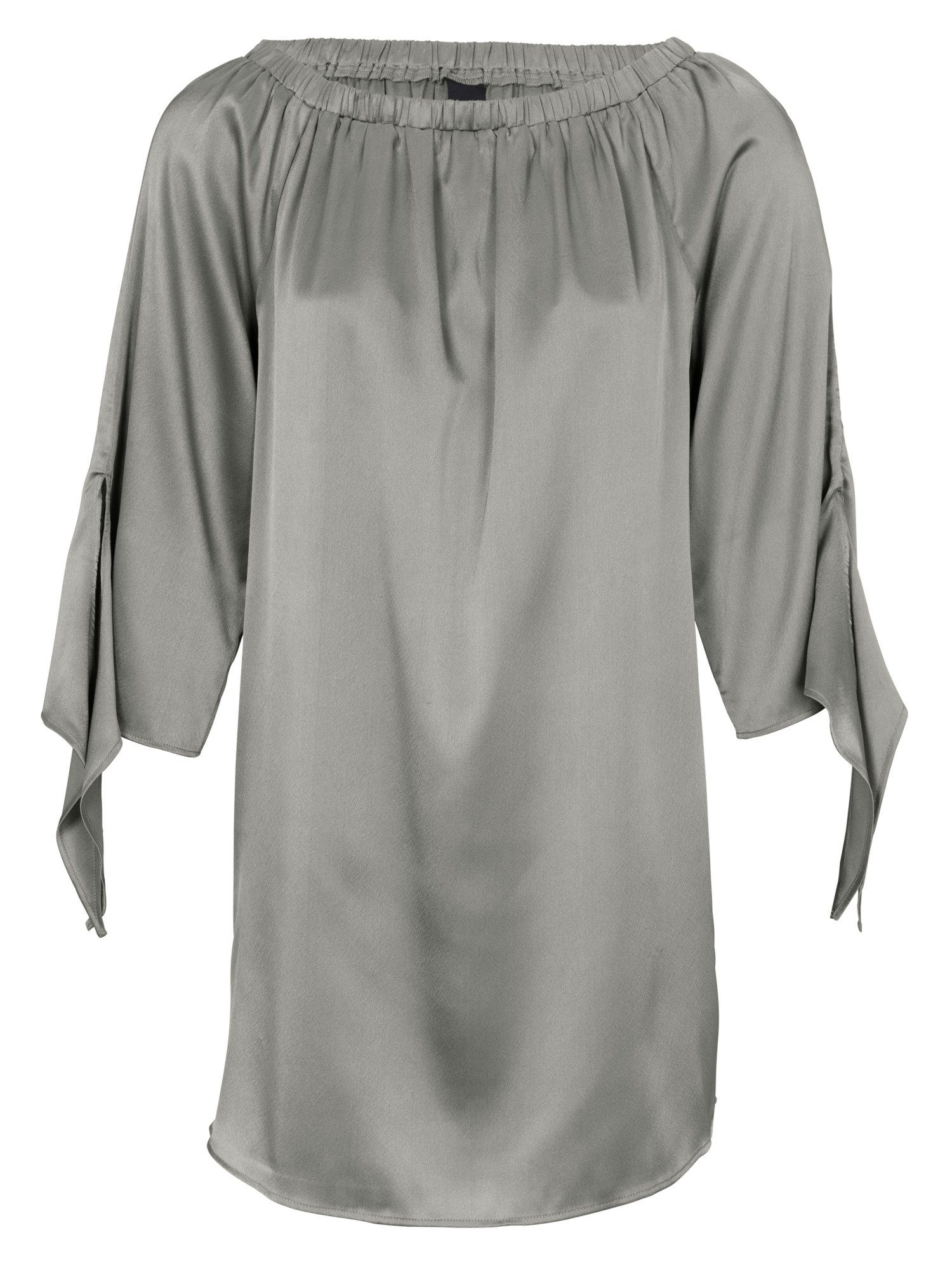 Tunika Mille Fleurs Gr 46 52 taupe creme Bluse Wickeloptik langarm chic