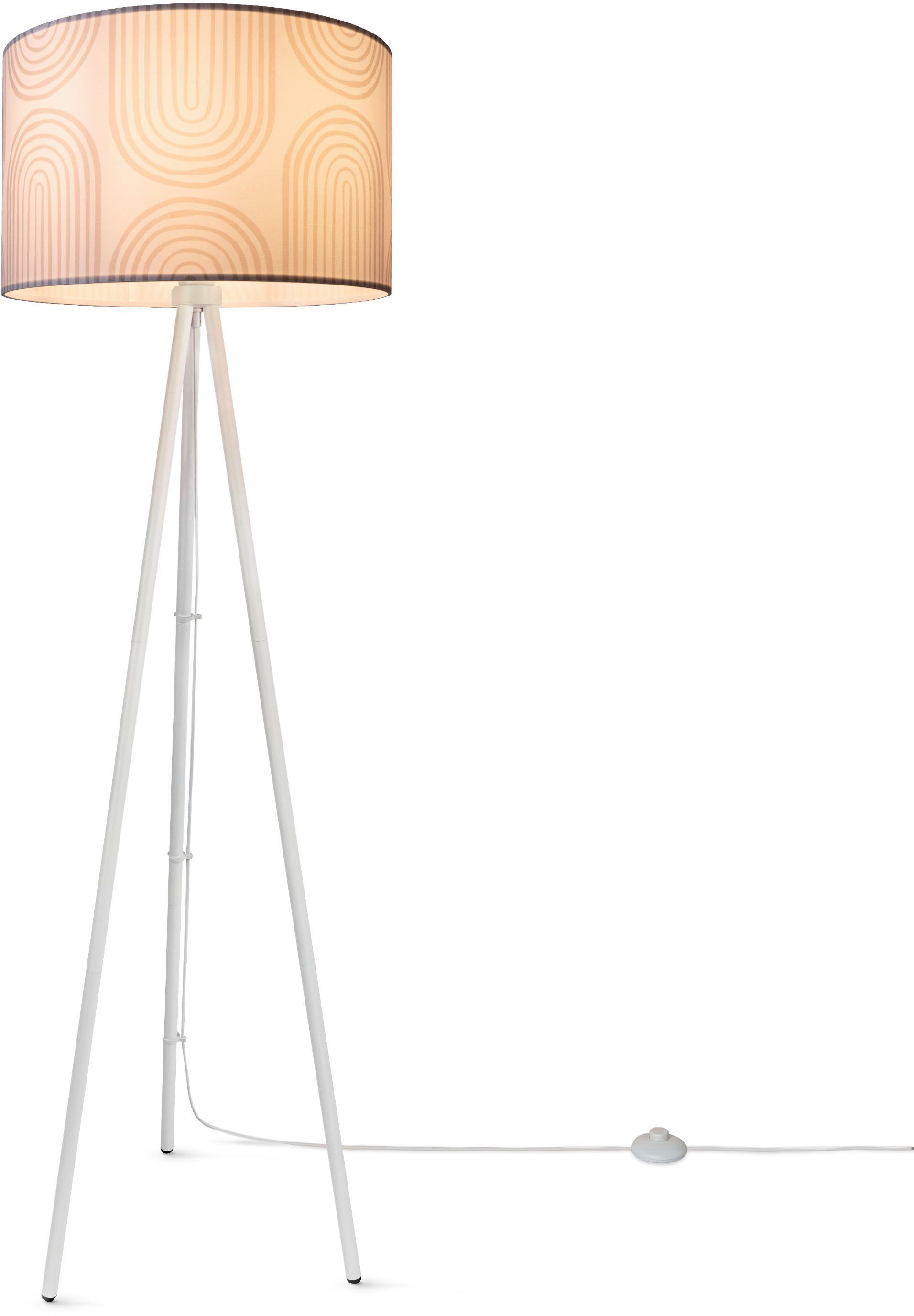 Retro Wohnzimmer Pillar, Stativ Paco Stehlampe Modern Mit Trina Home ohne Stehlampe Stoffschirm Dreibein Leuchtmittel,