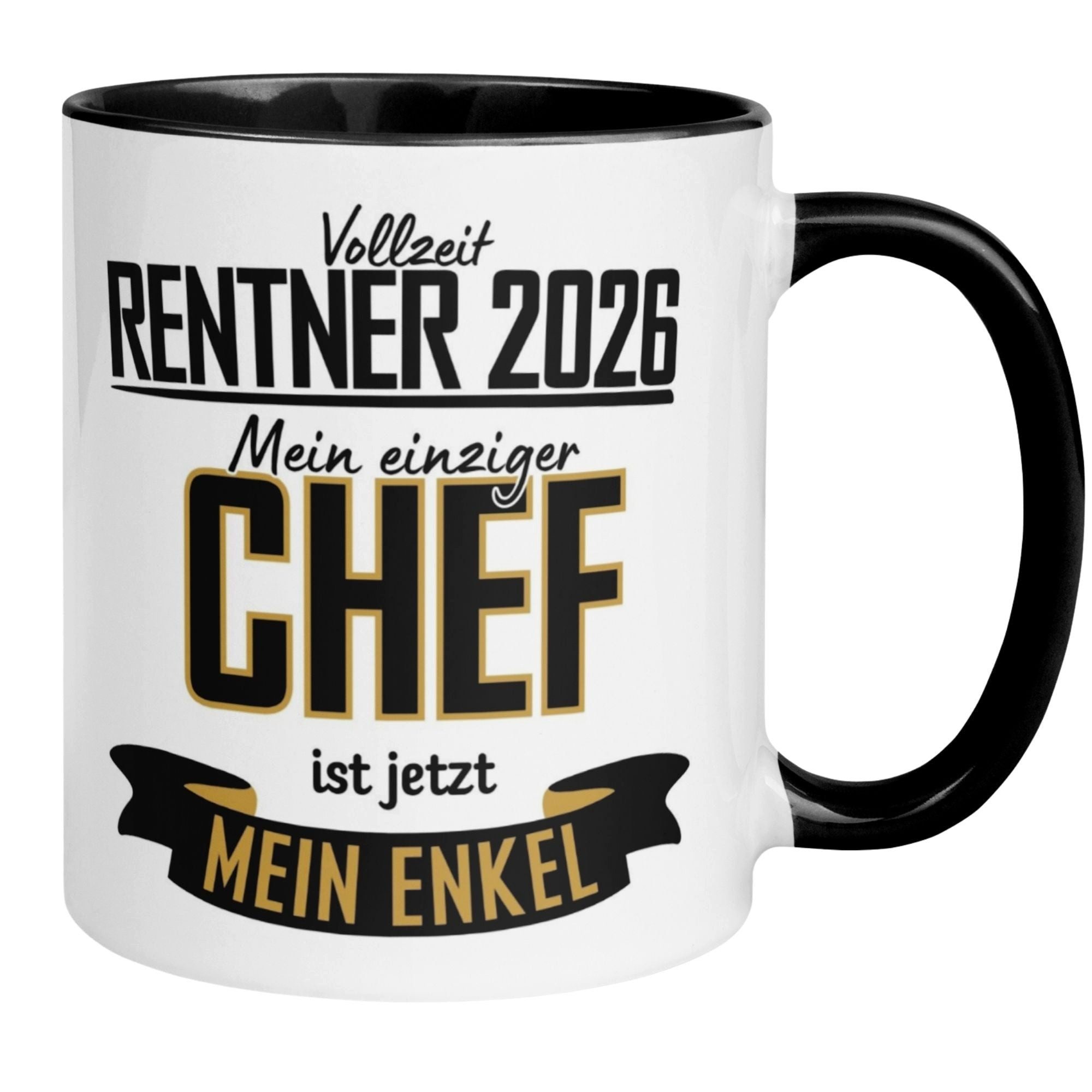 Momentals Tasse Rentner 2026 – „Einziger Chef ist mein Enkel“ – Geschenk Rentenbeginn, Beidseitiger Druck · Links- & Rechtshänder · Spülmaschinenfest