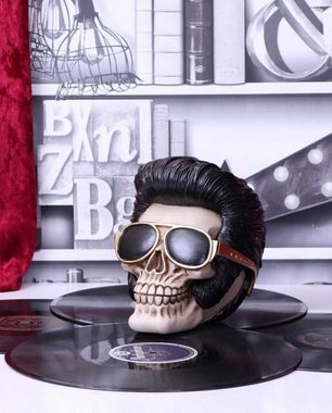 Horror-Shop Dekofigur King of Rock 'n' Roll Totenkopf 17cm als Rockabill