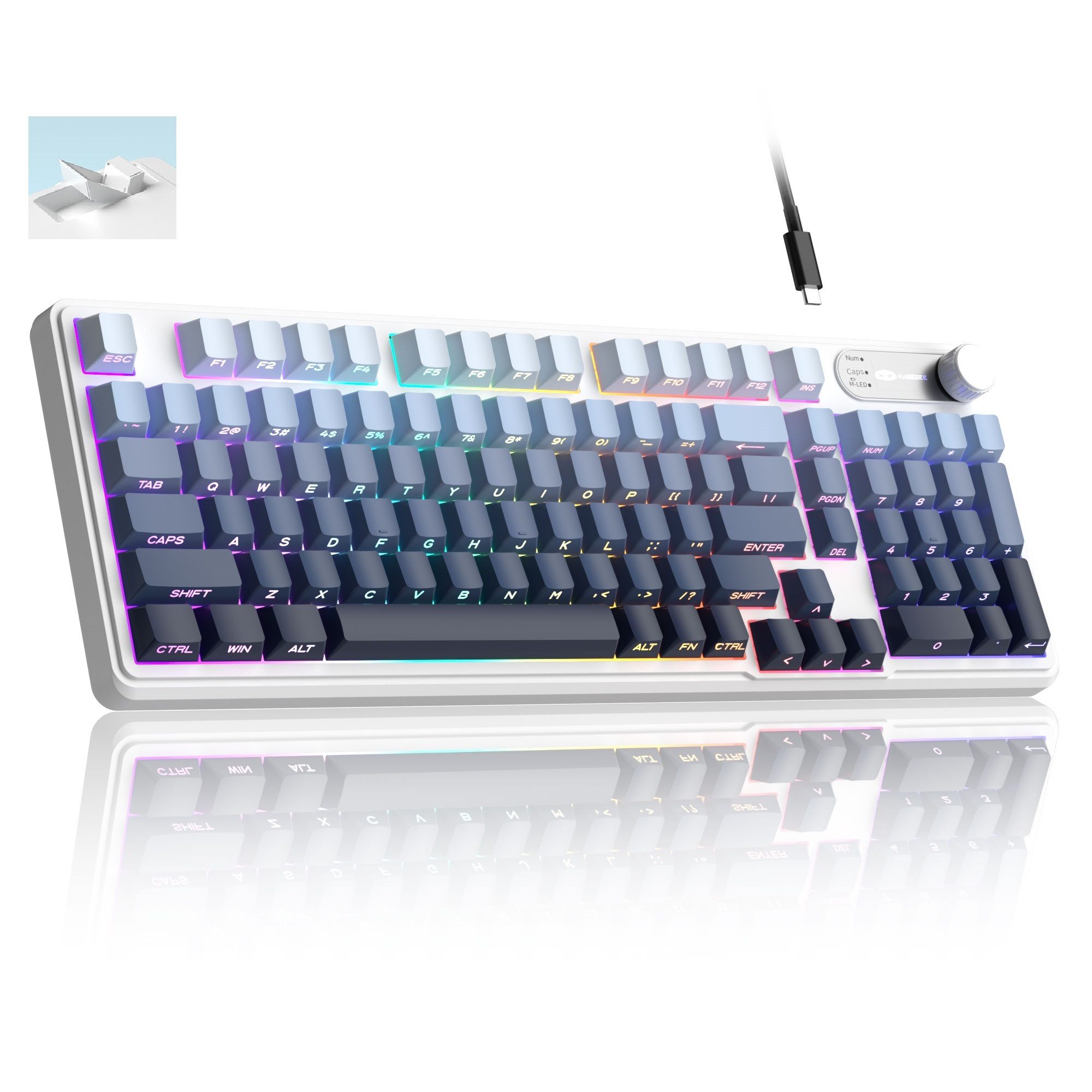 DOPWii Folientastatur,Kabelgebundene Gaming-Tastatur mit 84/98 Tasten,kompakt Tastatur (Membran-Tastatur mit 98 Tasten, RGB-Beleuchtung,Ergonomisch)