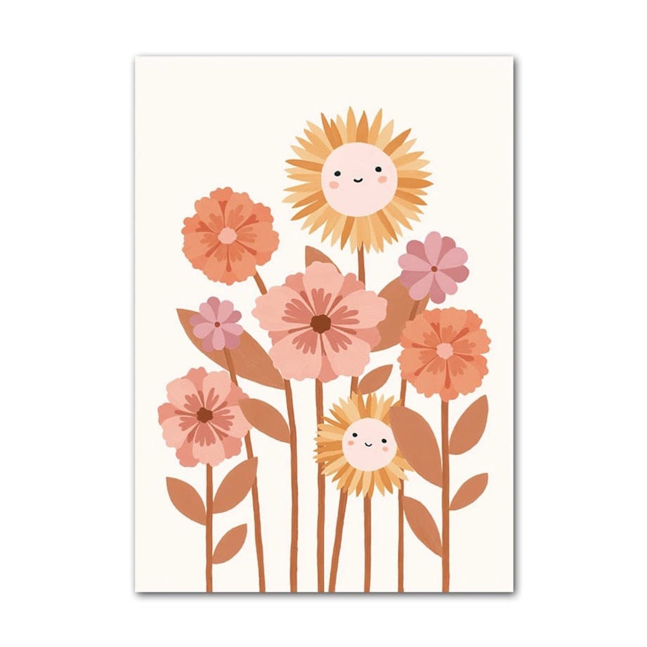 JUSTGOODMOOD Poster Kinderzimmer Bilder Sonnenstrahlen Blumen Regenbogen Wolke Sonne Gesch, Blumen (1 St)