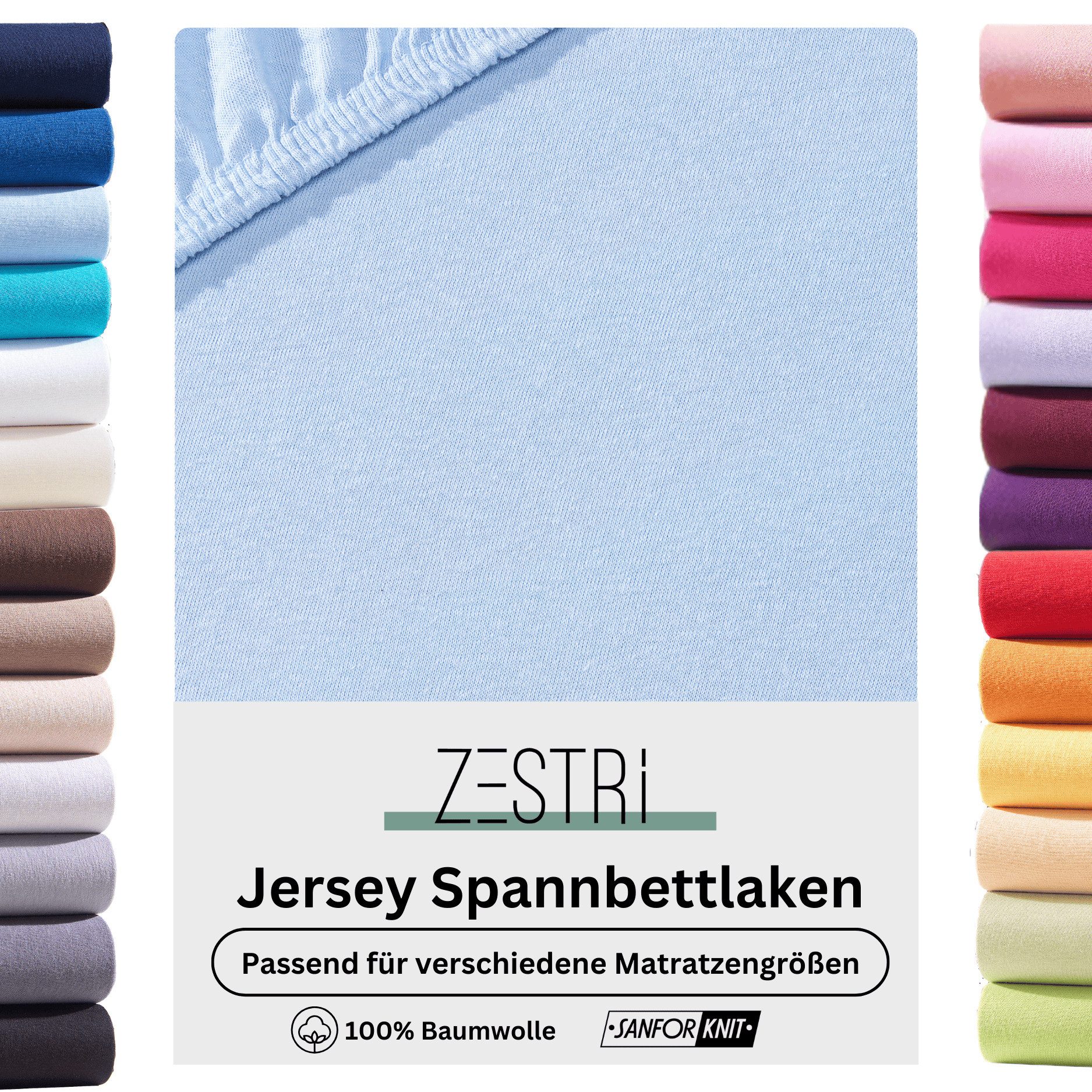 Zestri Spannbettlaken Jersey für normale Matratzen, Boxspringbett, Wasserbe günstig online kaufen