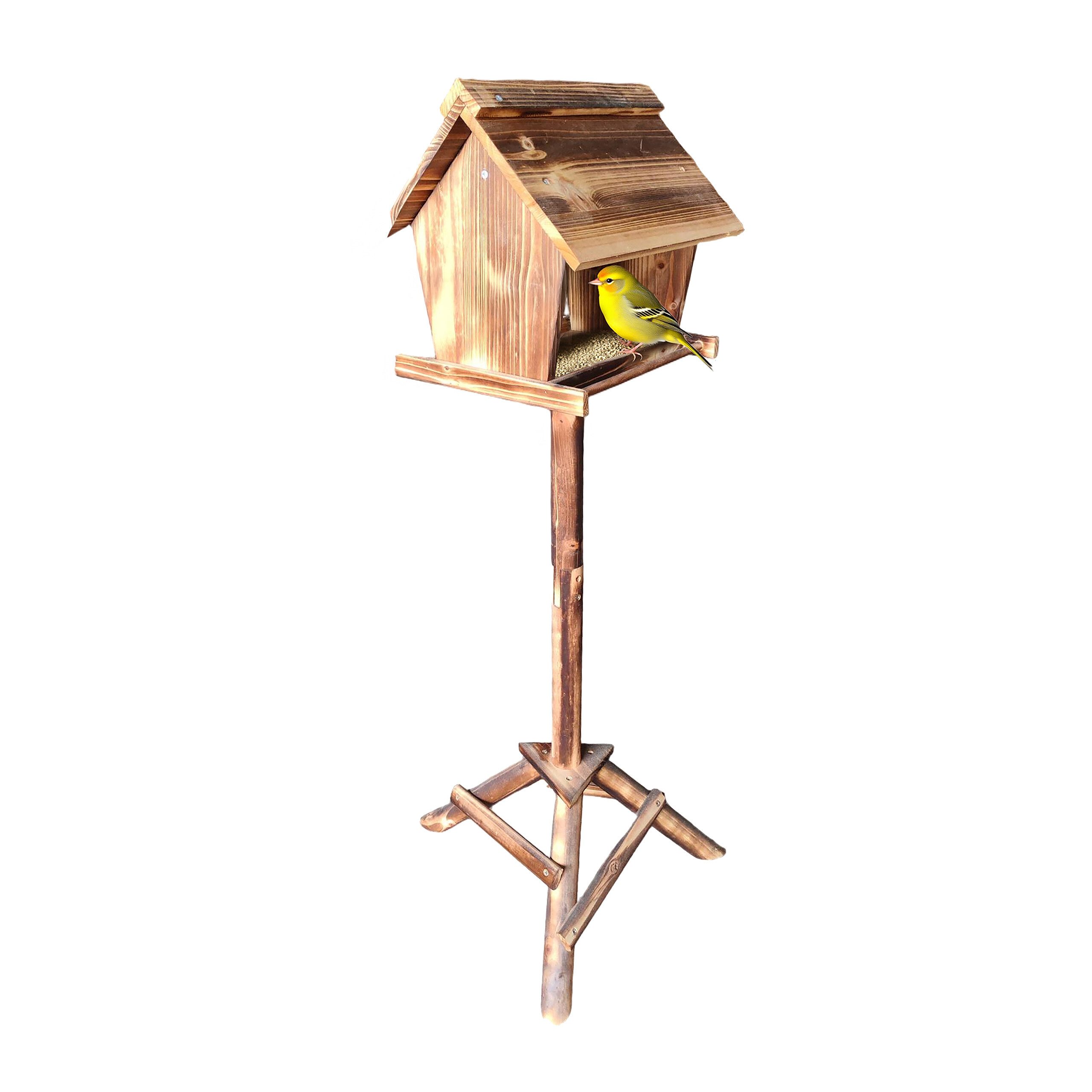 relaxdays Vogelhaus Vogelfutterhaus aus Tannenholz, geflammt günstig online kaufen