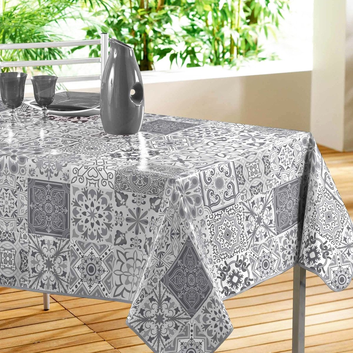 Sanixa Tischdecke Outdoor vers. Farben 140x240 cm Tischtuch PVC Gartentisch (Tischdekoration Tischwäsche Balkon Terrasse, waschbar Wachstischtuch Tafeltuch), abwischbar modern gemustert Regenfest