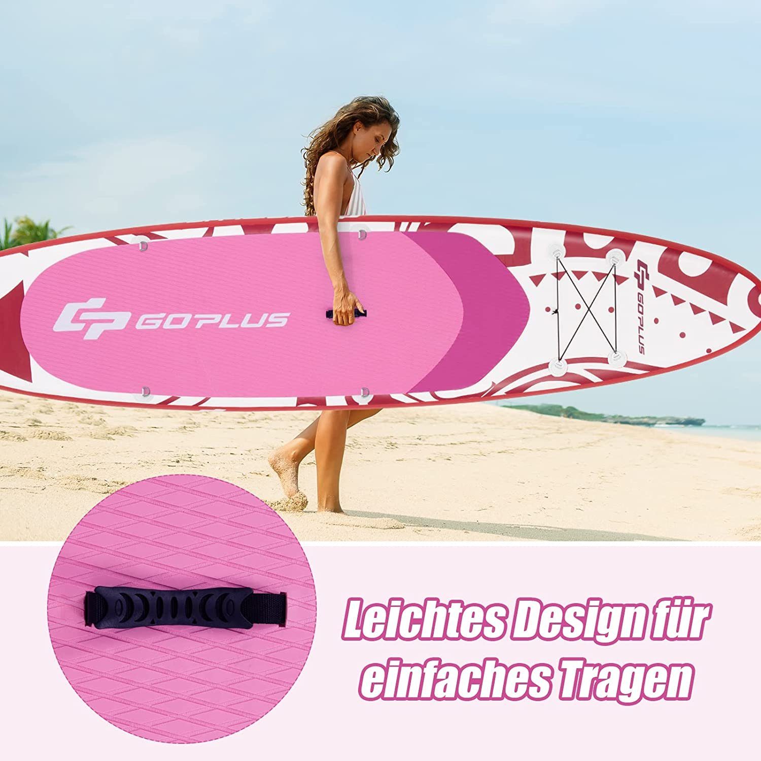 Paddling Sitz, 150kg rosa COSTWAY bis SUP-Board ohne Board, Stand Up
