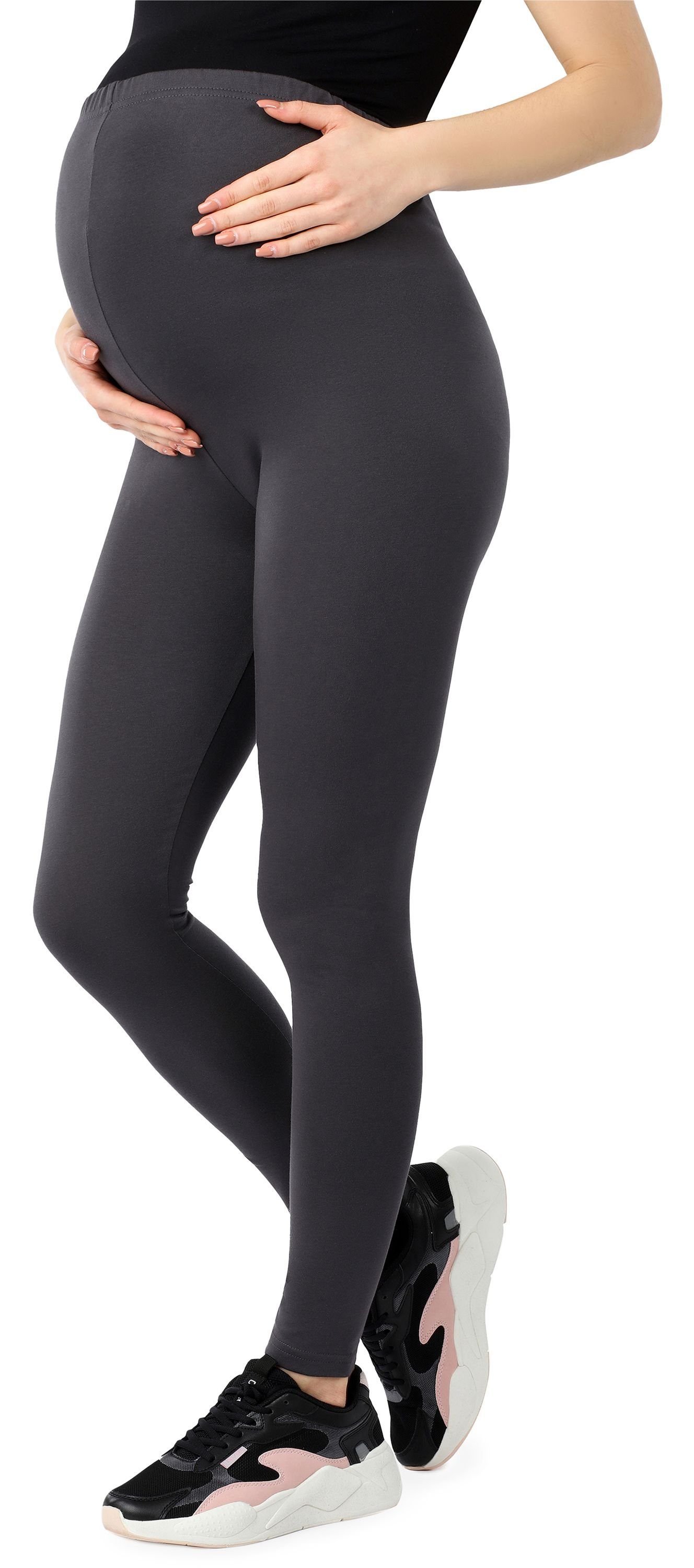 Be Mammy Umstandsleggings Damen Lange Umstandsleggings aus Bio-Baumwolle BE20-283 (1-tlg) elastischer Bund