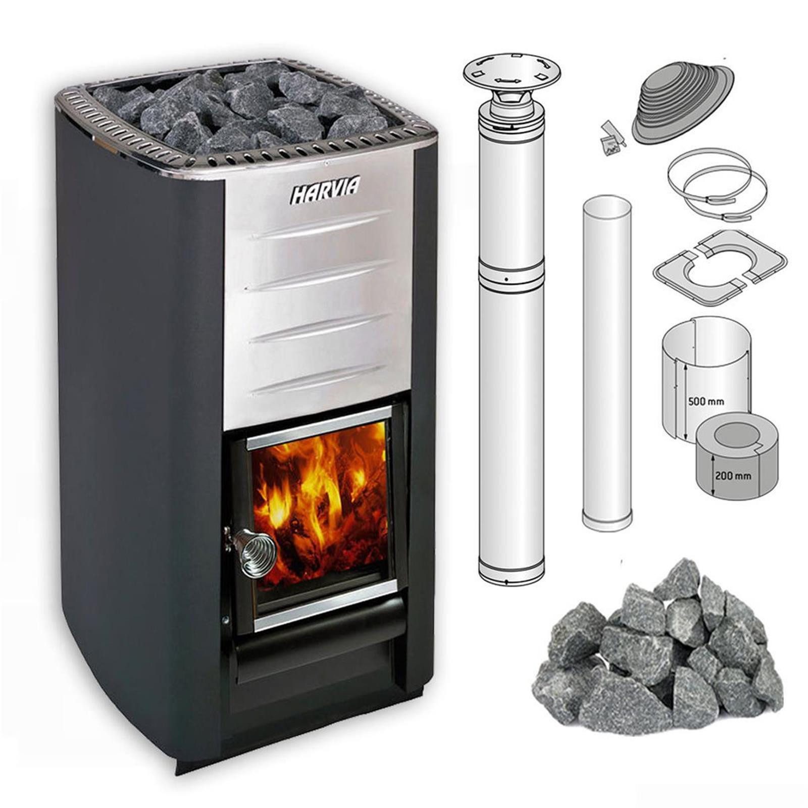 HARVIA Saunaofen Saunaofen Harvia M3 Set, Inkl. Steine Und Schornsteinsystem