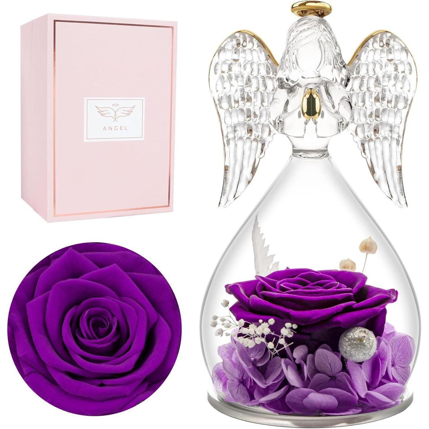 Trockenblume Muttertag Engel Ewige Rose Geschenke Blumen Figur Handgefertigt, Miofula