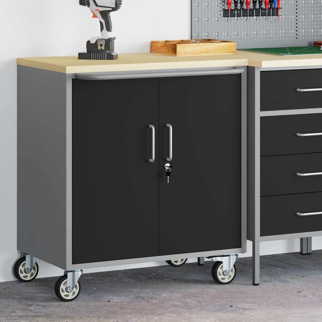 vidaXL Werkzeugbox Trolley Rolling Workbench Schwarz und Grau 75 x 45 x 85 cm (1 St)