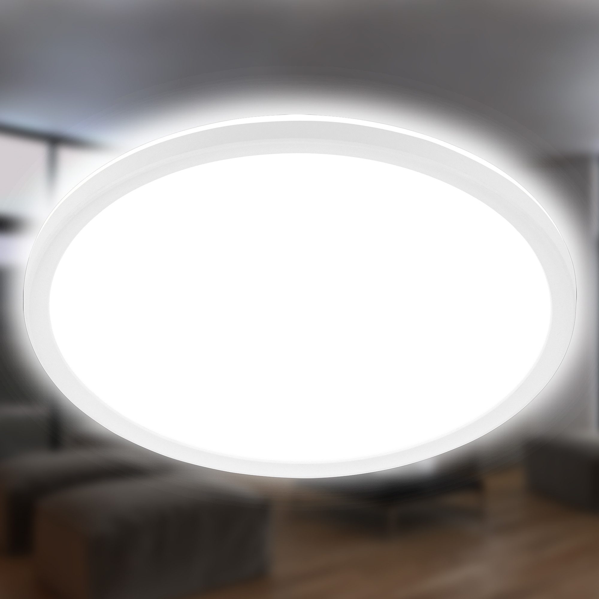 Briloner Leuchten LED Deckenleuchte Panel Slim ultraflach weiß, LED fest integriert, Neutralweiß, LED Deckenlampe 19/29,5/42 x 3 cm Weiß 12-22W Wohnzimmer Schlafzimmer