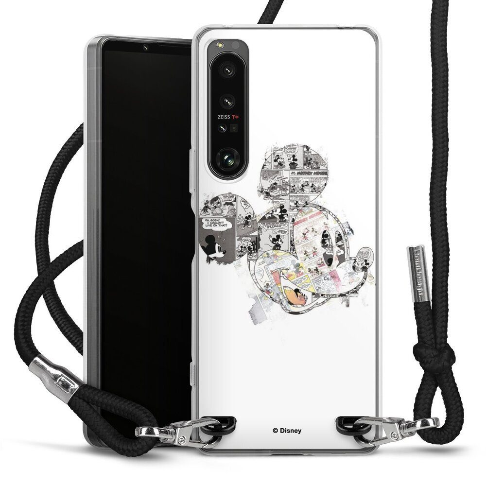 DeinDesign Handyhülle Mickey Mouse Offizielles Lizenzprodukt Disney Mickey Mouse - Collage, Sony Xperia 1 IV Handykette Hülle mit Band Case zum Umhängen