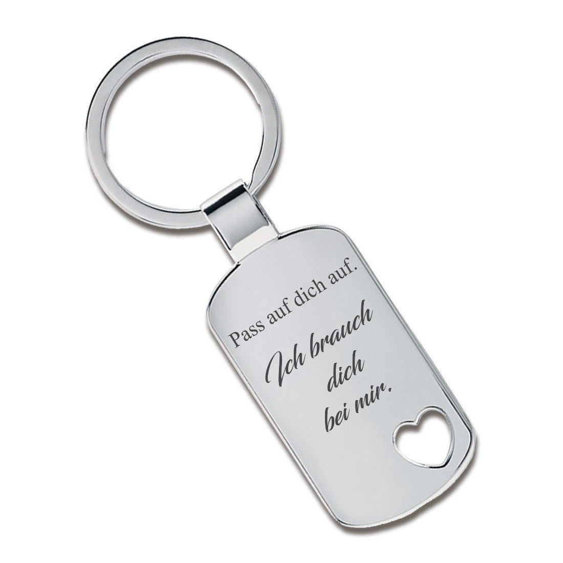 Lieblingsmensch Schlüsselanhänger Pass auf dich auf. Ich brauch dich bei mir. - ein tolles Geschenk (Schlüsselanhänger mit Gravur, inklusive Schlüsselring), Robuste und filigrane Lasergravur