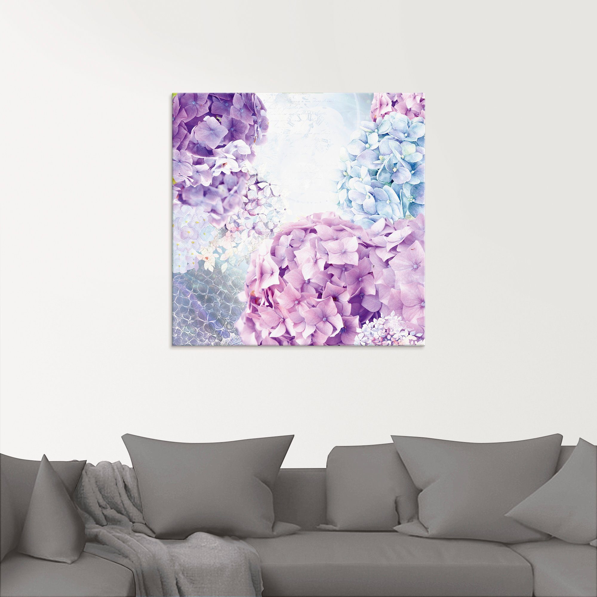 Artland Glasbild Blau und Pink Hortensie, Blumen (1 St), in verschiedenen Größen