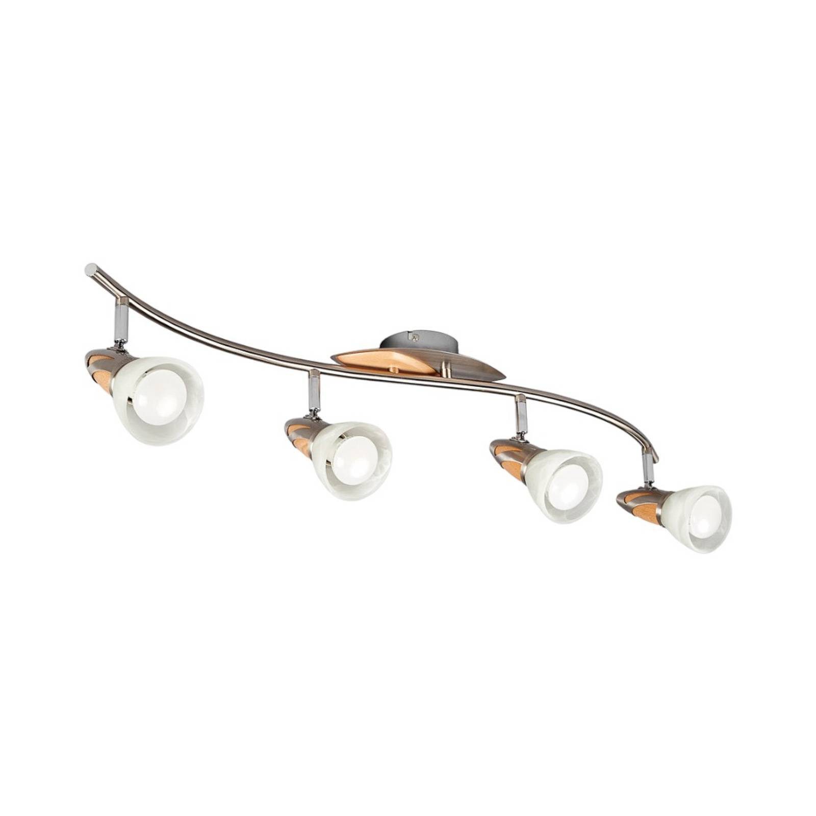 Lindby Deckenleuchte Marena, 4-flg., Glas, Holz, 83 cm lang günstig online kaufen