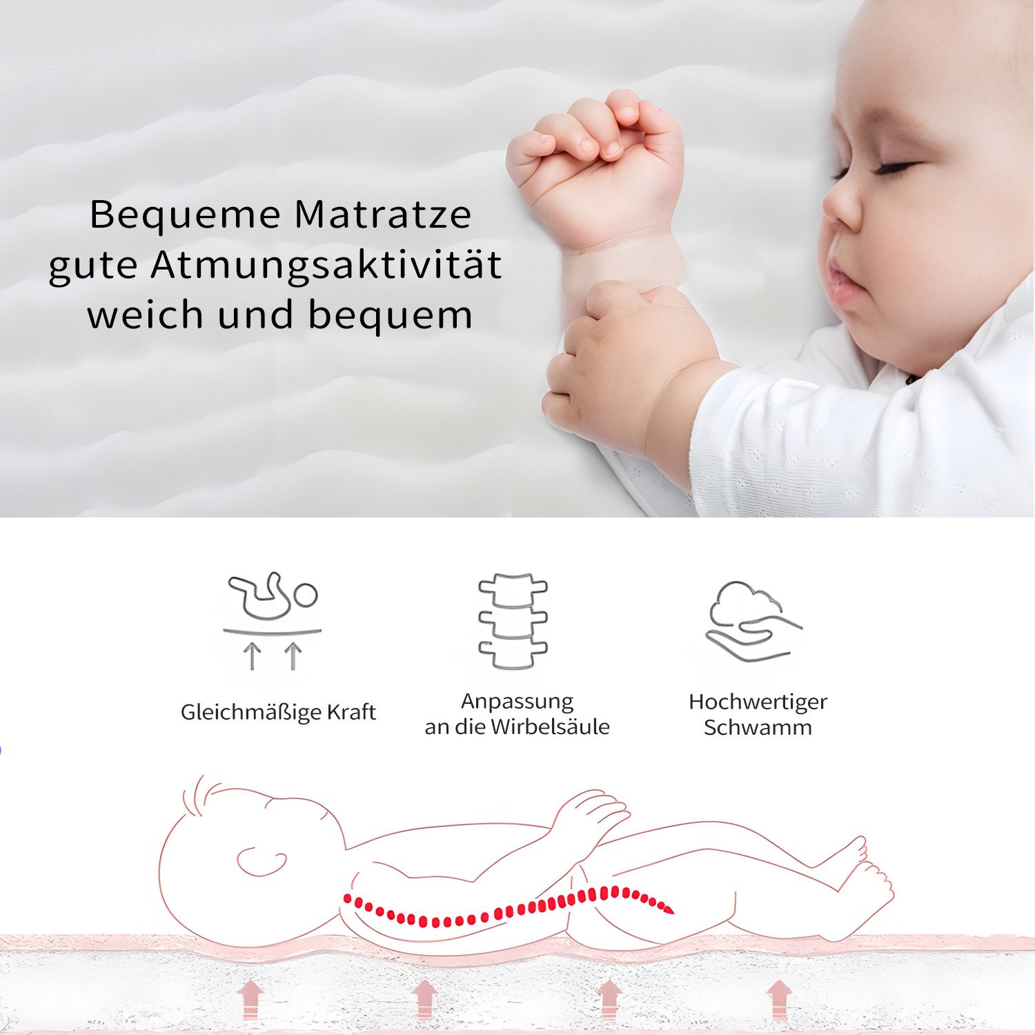 SEHAUSEU Kuschelnest Kuschelnest Bettnestchen Babylounge Babykokon Handtaschendesign, Wickelauflage – Bild 4 von 5