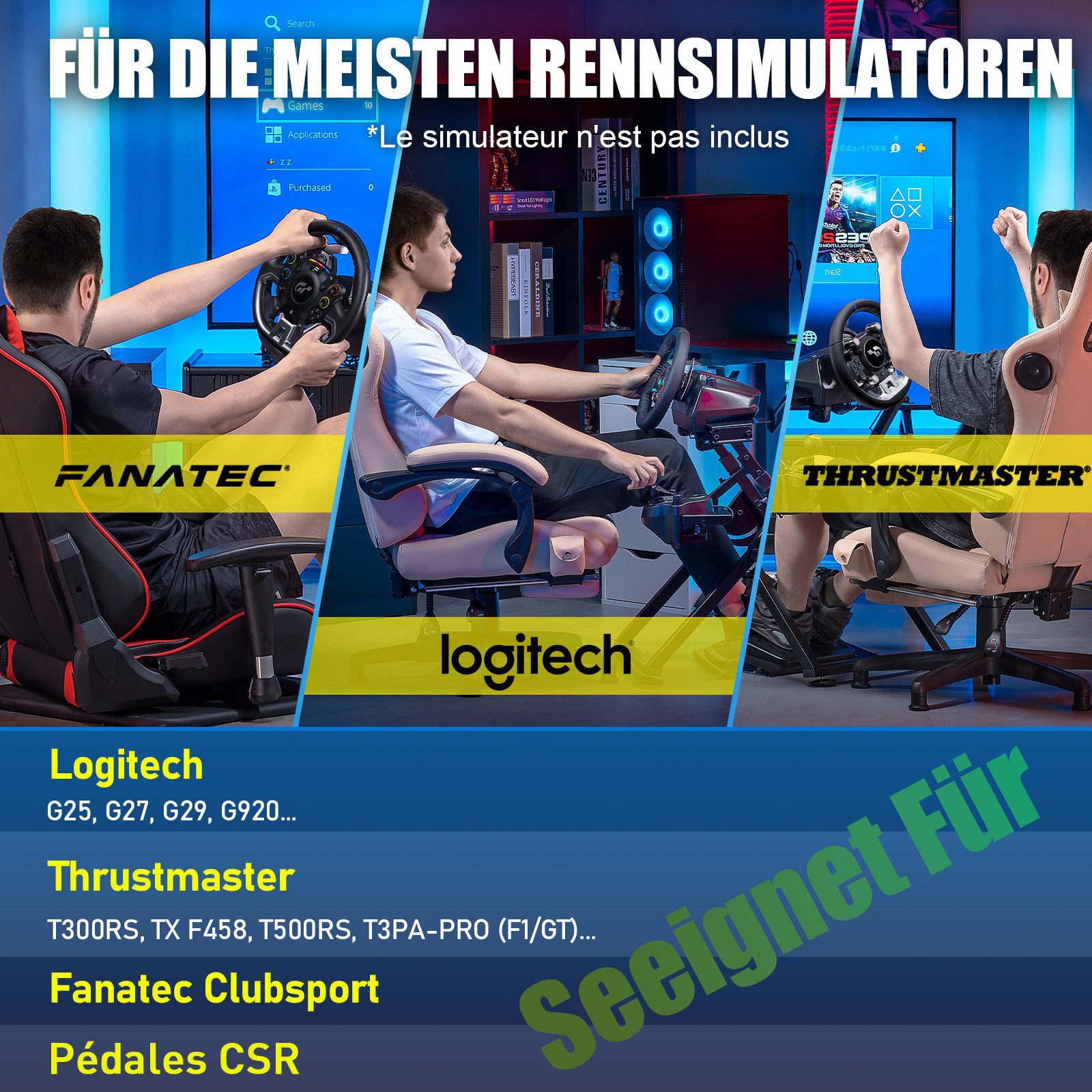 GTPLAYER Lenkradständer Lenkrad Gaming Wheel Stand für Logitech Controller (Neigungsverstellbares Gestell PS4 Xbox PC PS5)