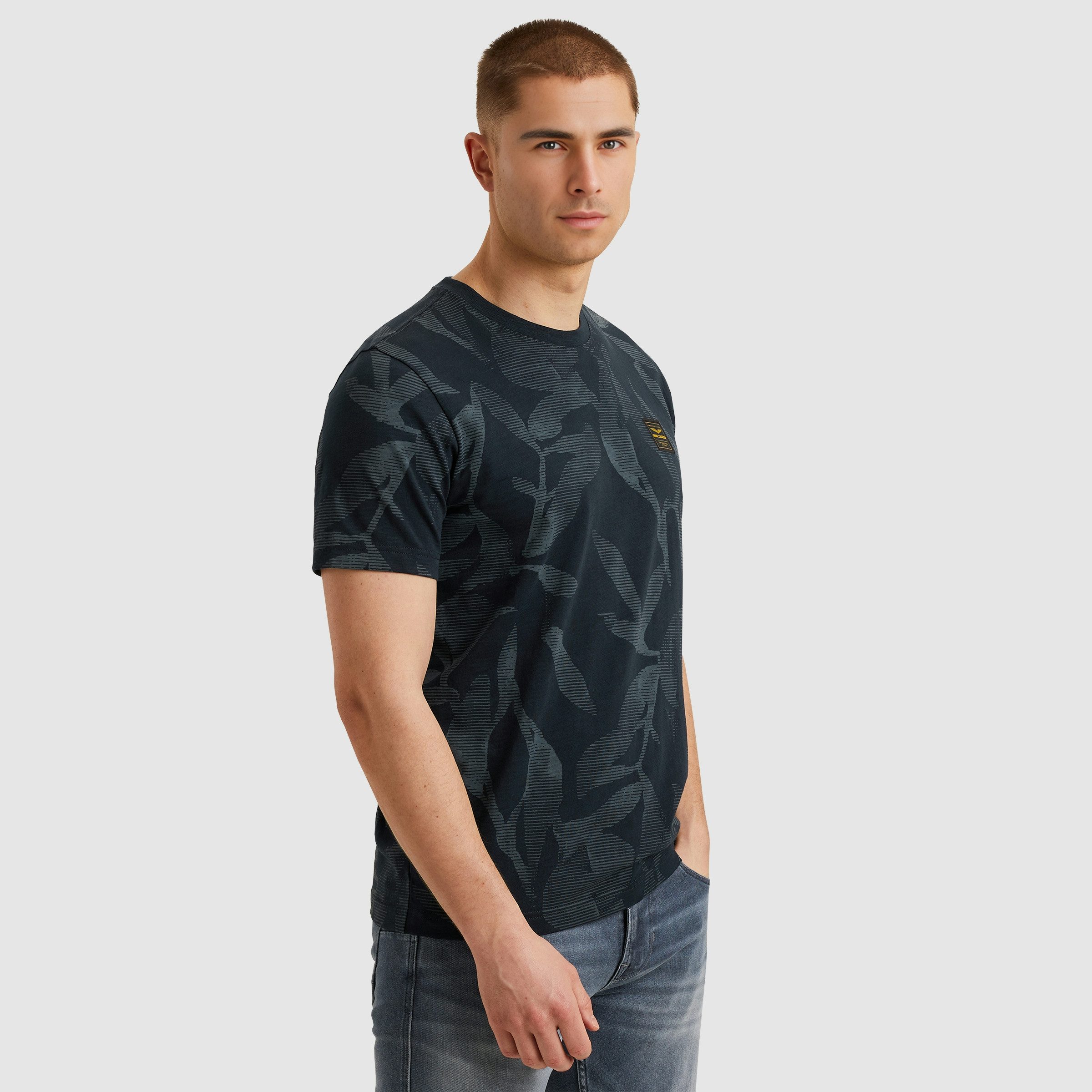 PME LEGEND T-Shirt Short sleeve r-neck slub jersey aop mit All-Over Print günstig online kaufen