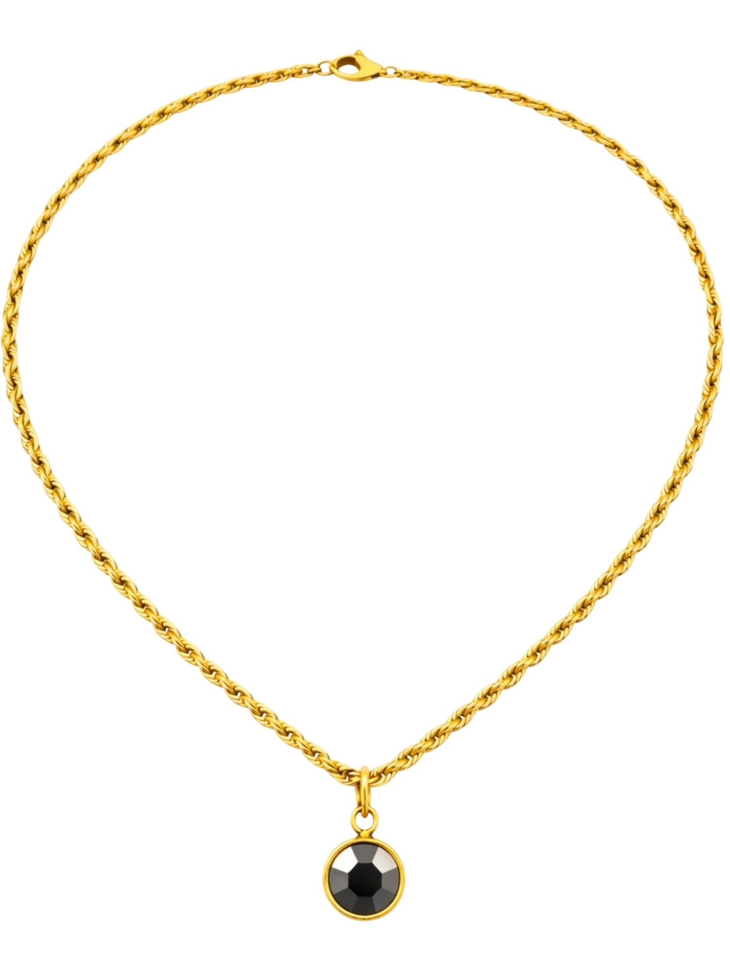 BS Schmuckdesign Kette mit Anhänger Halskette Damen 18K vergoldet Kordelkette Rauchquarz 107 (inkl. Geschenkbox), 18K vergoldet, hypoallergen & wasserfest