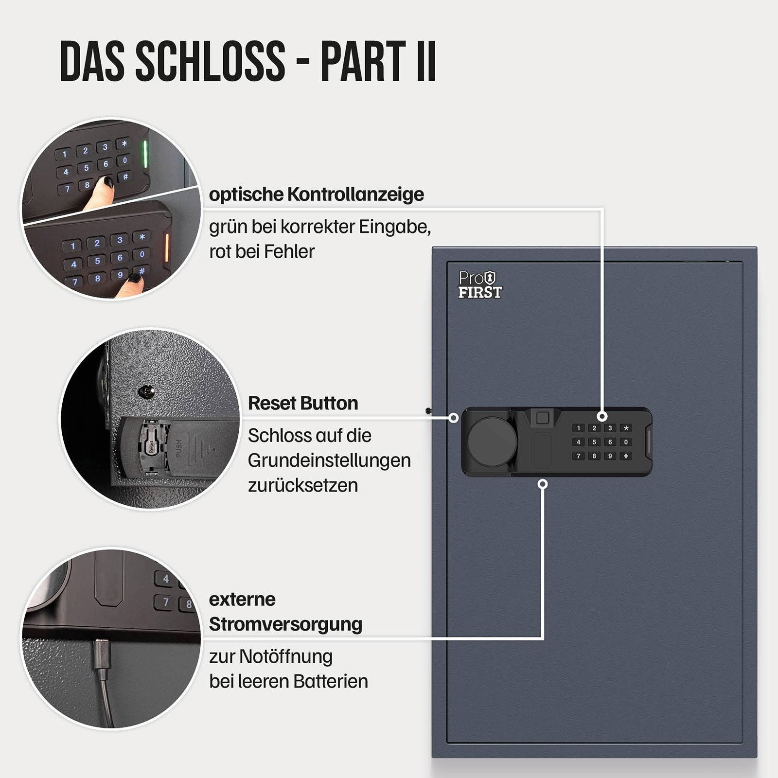 Profirst Schlüsseltresor LockGuard 104 Fingerprintschloss anthrazit