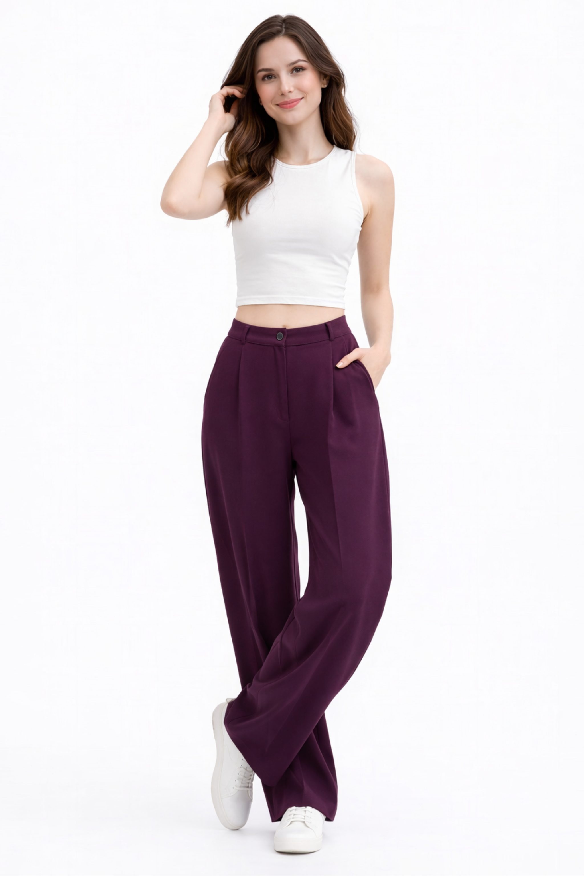 fashionshowcase Palazzohose Damen Stoffhose mit hohem Bund - Elegante Marle günstig online kaufen