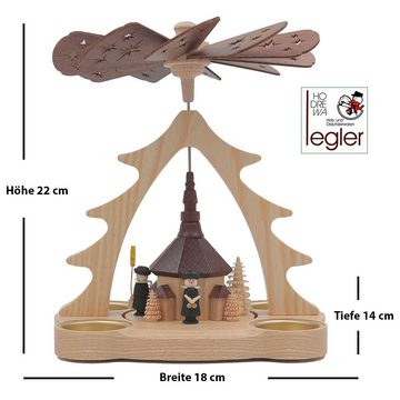 Dieter Legler GmbH & Co. KG Weihnachtspyramide Tisch Pyramide Seiffner Kirche mit 4 Kurrendesängern - Orig. Erzgeb.