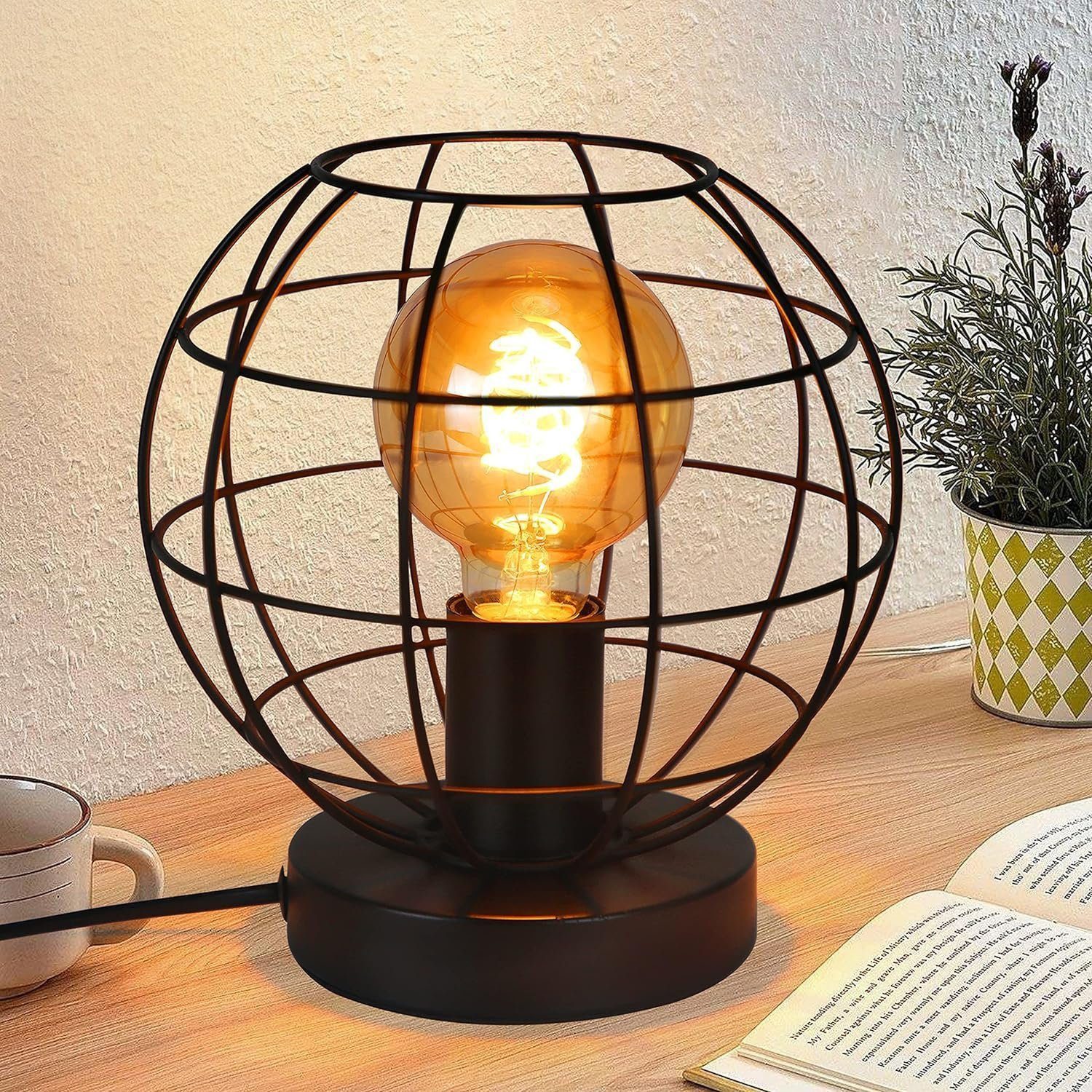 Nettlife Tischleuchte Tischlampe Vintage Schwarz E27 Metall, mit Schalter, günstig online kaufen