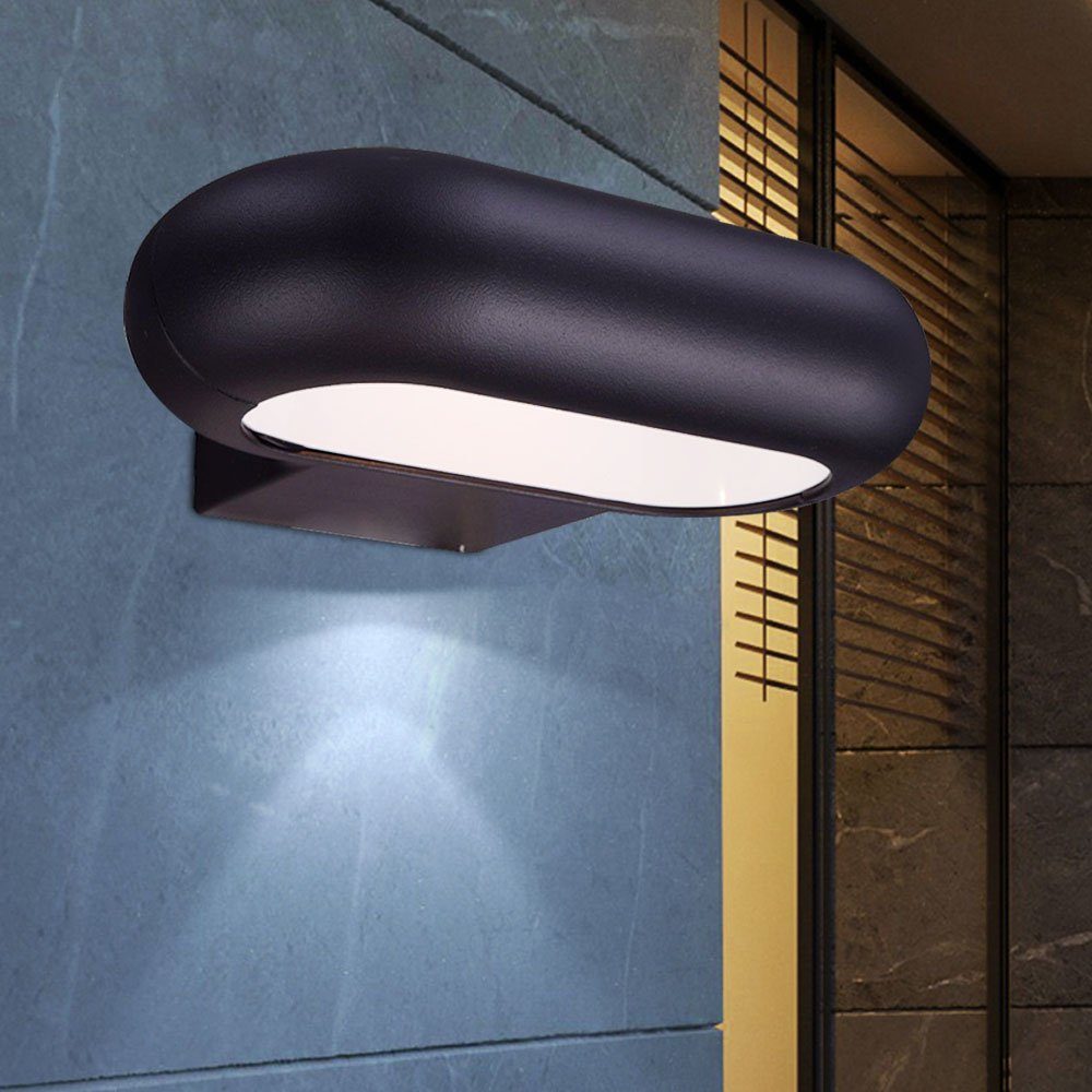 Fassadenlampe dunkelgrau Außenleuchte LED fest Globo Warmweiß, LED-Leuchtmittel Außen-Wandleuchte, Haustürlampe verbaut, Wandleuchte