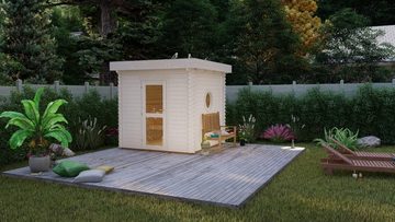 Finn Art Blockhaus Saunahaus Trontheim 2, BxTxH: 240 x 240 x 240 cm, 45 mm, Outdoor Gartensauna, ohne Ofen