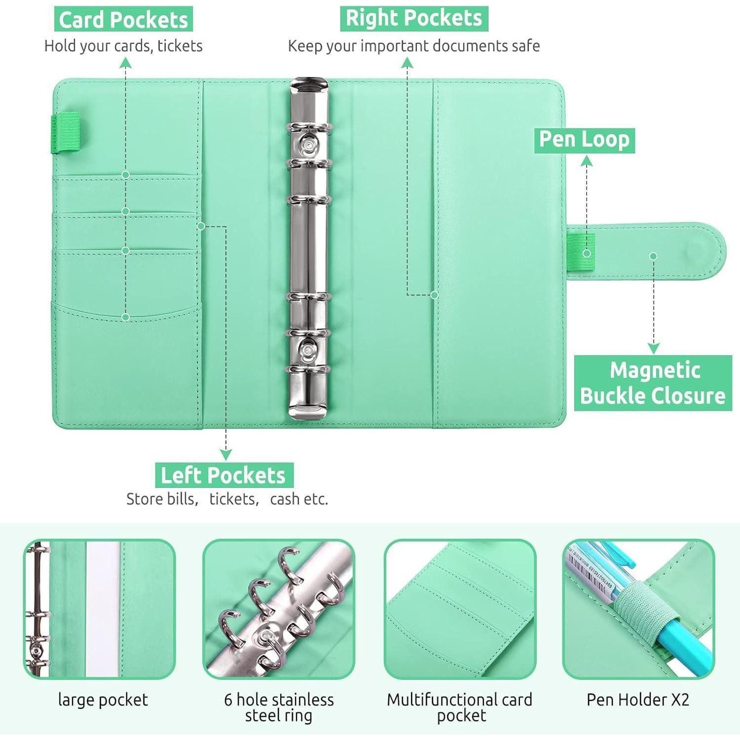 LuxusKollektion Briefumschlag Budgetplaner Geldumschläge A6 Budget Binder Set Grün