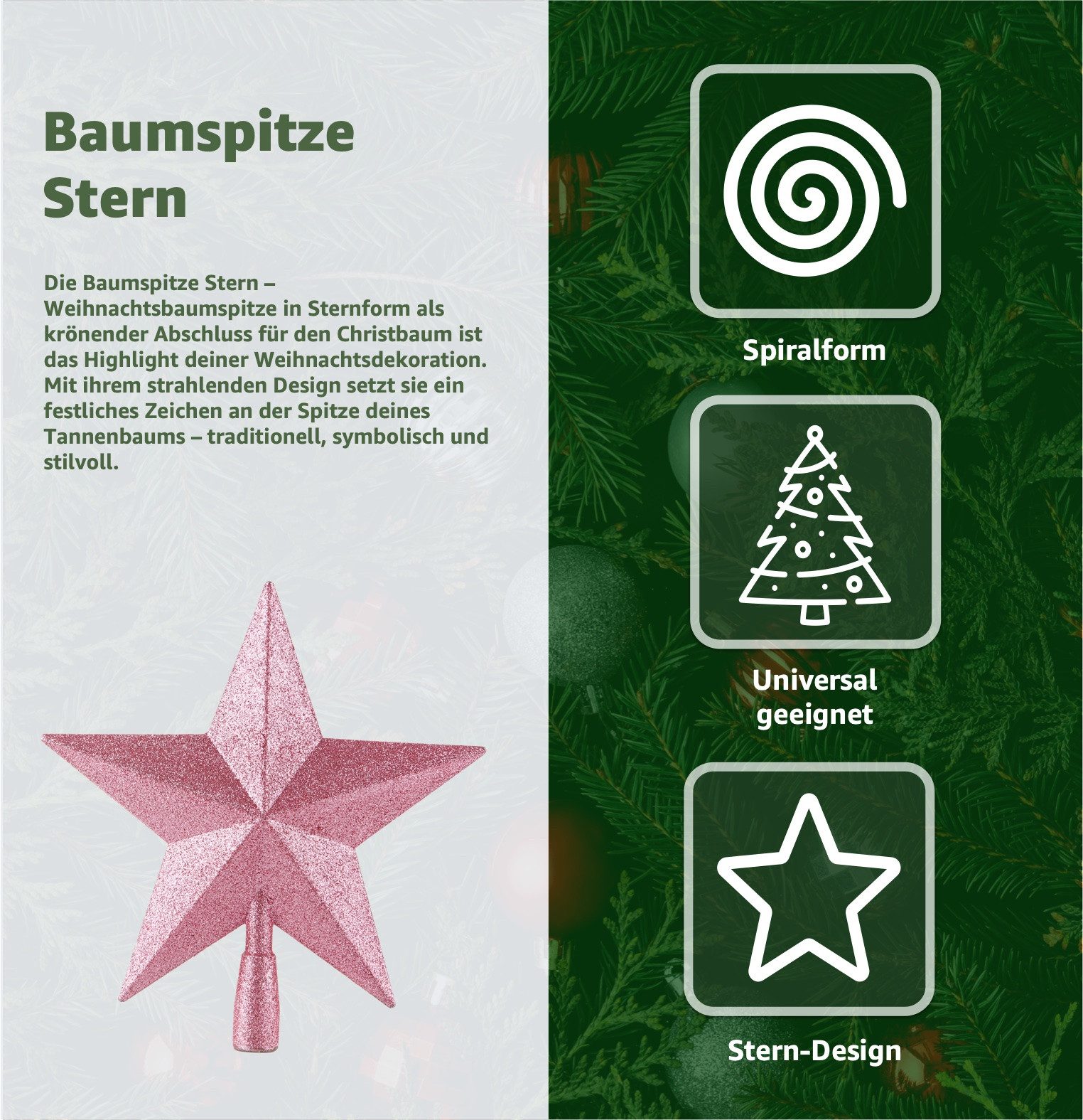 TK Gruppe Christbaumspitze Christbaumspitze zum Aufstecken in verschiedenen Formen und Farben, wiederverwendbar – Bild 2 von 5