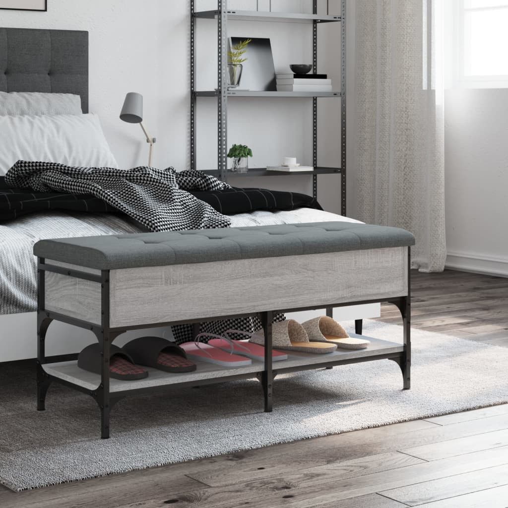 vidaXL Sitzbank Schuhbank Grau Sonoma 102x42x45 cm Holzwerkstoff