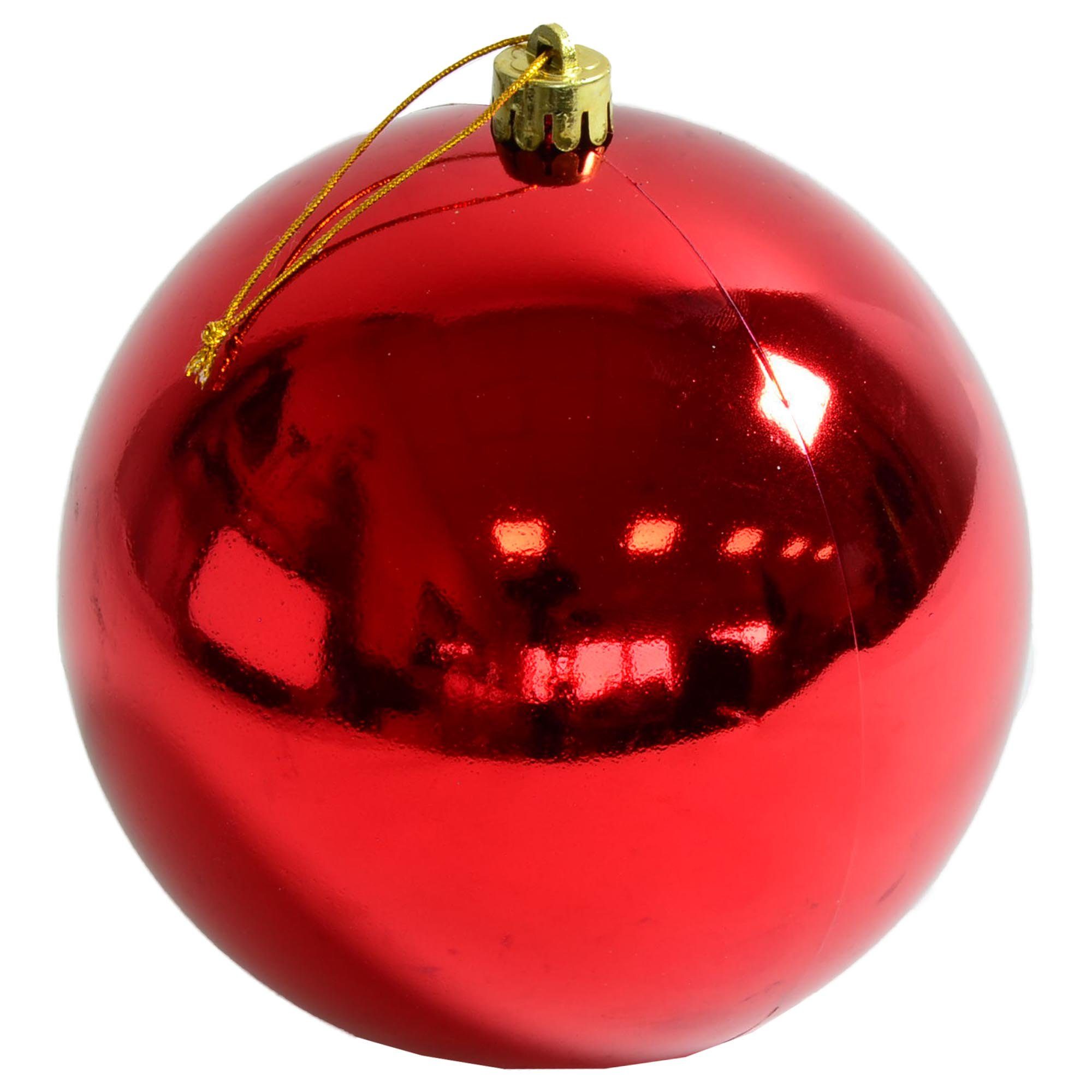 B&S Weihnachtsbaumkugel Weihnachtskugel Kunststoff Ø 14 cm rot für Innen & Außen