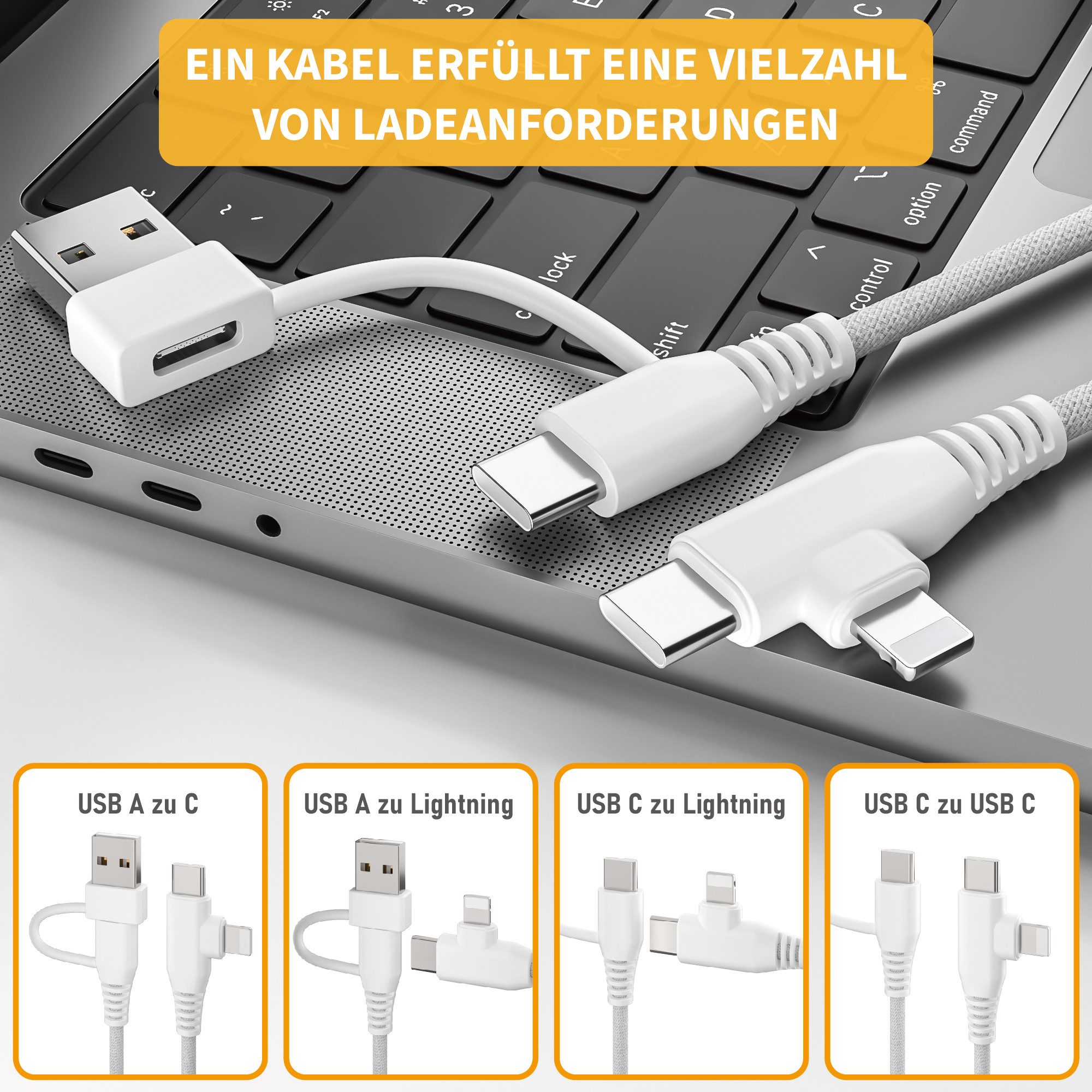 neue dawn 20W USB C Schnellladegerät mit 4in1 Kable für iPhone 16 15 14 13 Serie USB-Ladegerät (1* 20W Ladegerät + 1*4in1 Ladekabel, 1-tlg., 1, iPhone Air 16 15 14 13 12 Serie,iPad Pro 2024 2023,Pad Air 2026 2025)