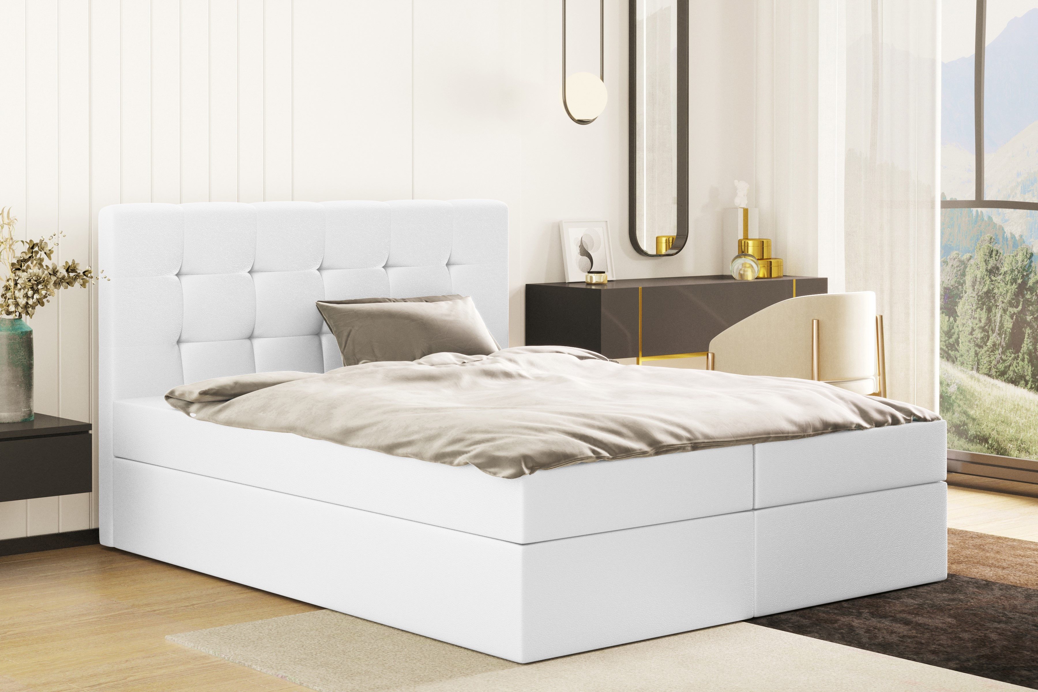 Kaiser Möbel Boxspringbett mit matratze, Schlafbett LUDANO stoff Cayenne, Polsterbett mit 2 Bettkästen, Cayenn-Stoff, viele Größen erhältlich