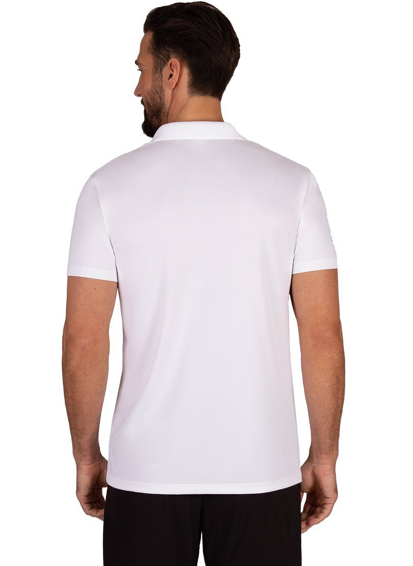 Trigema Poloshirt Polyester aus Knopfleiste mit Poloshirt TRIGEMA weiss