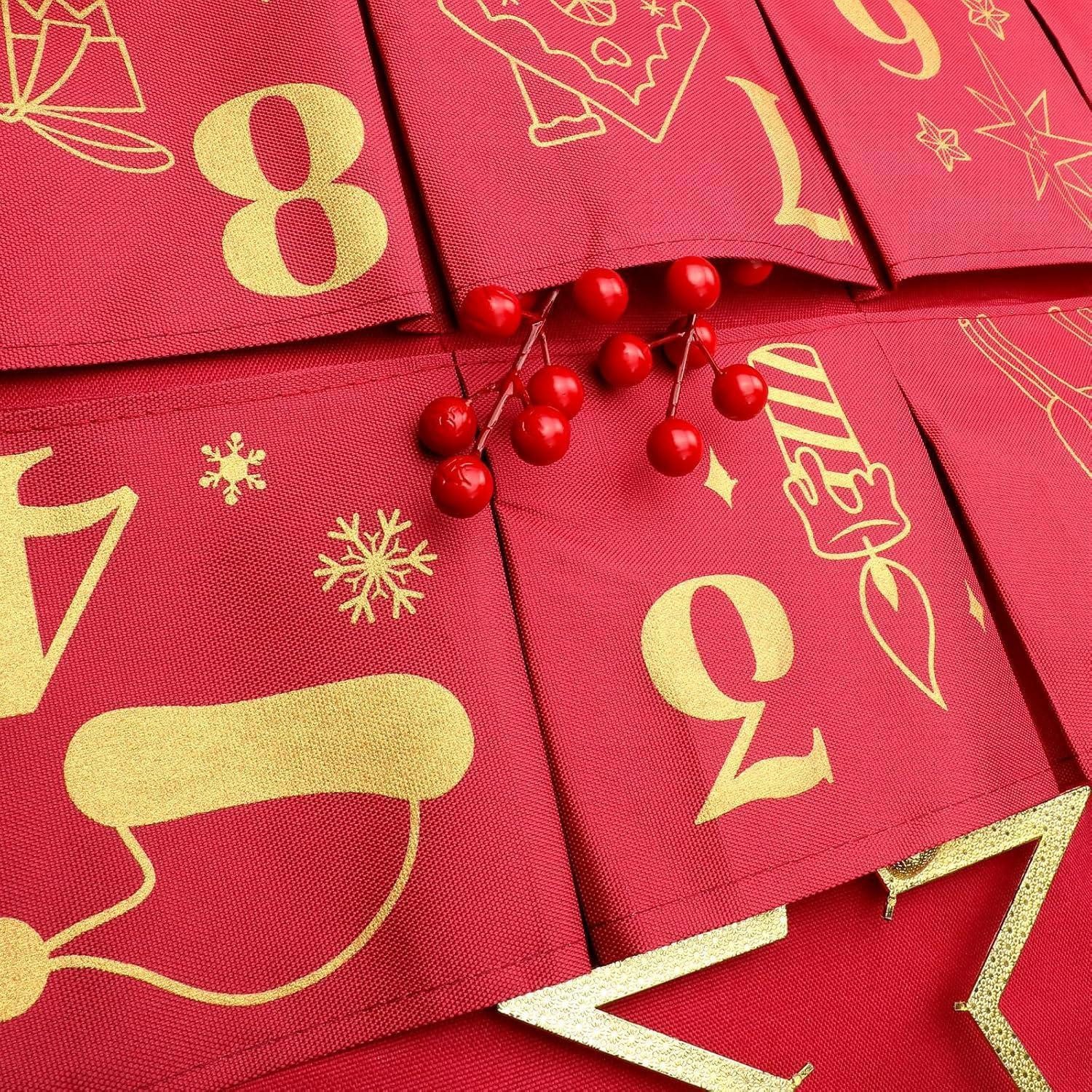 LuxusKollektion DIY-Adventskalender Adventskalender Stoff Befüllen DIY Rotgold Säckchen Glitzer