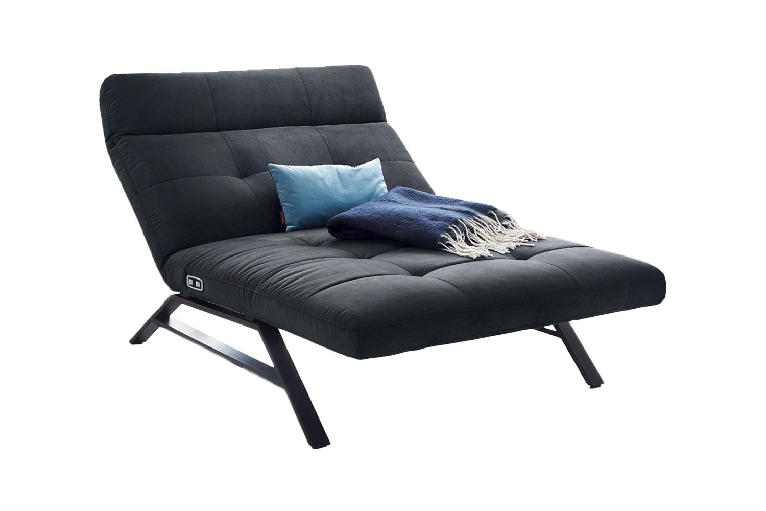 KAWOLA Relaxliege AMERIVA, Velvet, Fuß schwarz oder chrome, verschiedene Breiten und Farben