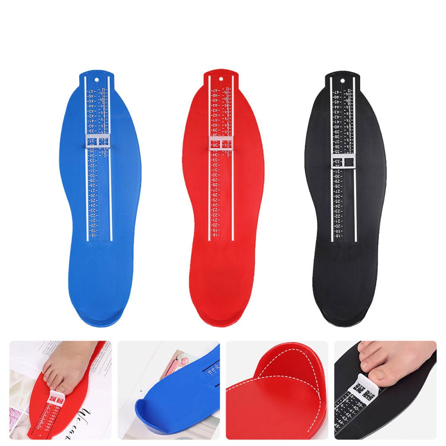 Rot Unisex Schuhgrößenmesser Fußmessgerät Daisred Gadget, Coole Messlatte (1-tlg)