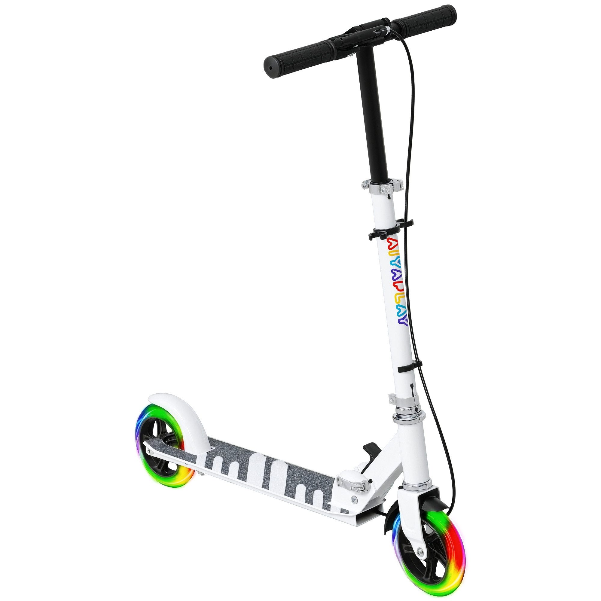 AIYAPLAY Cityroller Roller Kinder Scooter mit Leuchtenden Rädern, Bremse, 0 km/h, (klappbarer Kinderroller, 1 tlg., Höhenverstellbarer Tretroller), Faltbar, Höhenverstellbar, Weiß