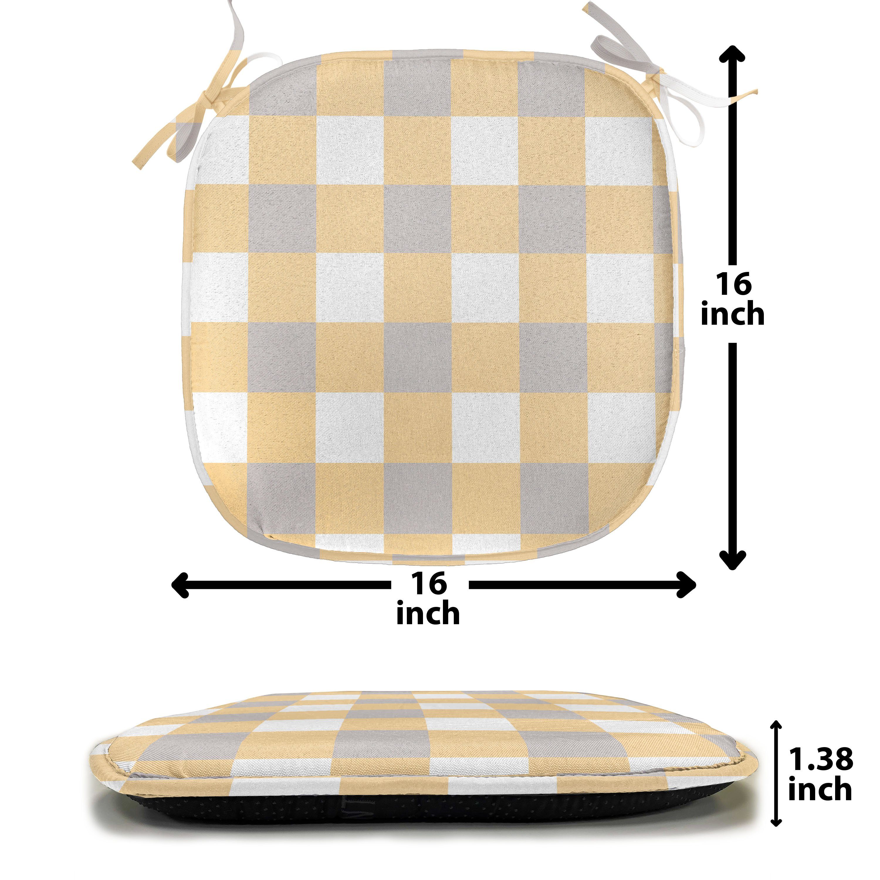 Checkered Geometrisch Shabby für mit Dekoratives Riemen Küchensitze, wasserfestes Stuhlkissen Kissen Abakuhaus Alt