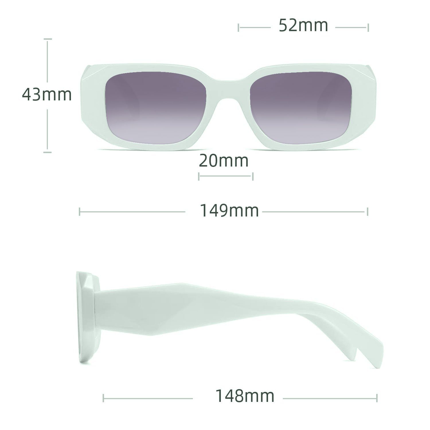 Sonnenbrillen UV Grüner und Mode Kasten für Damen Retro beständige Sonnenbrille Rechteckige MAGICSHE Herren Sonnenbrille