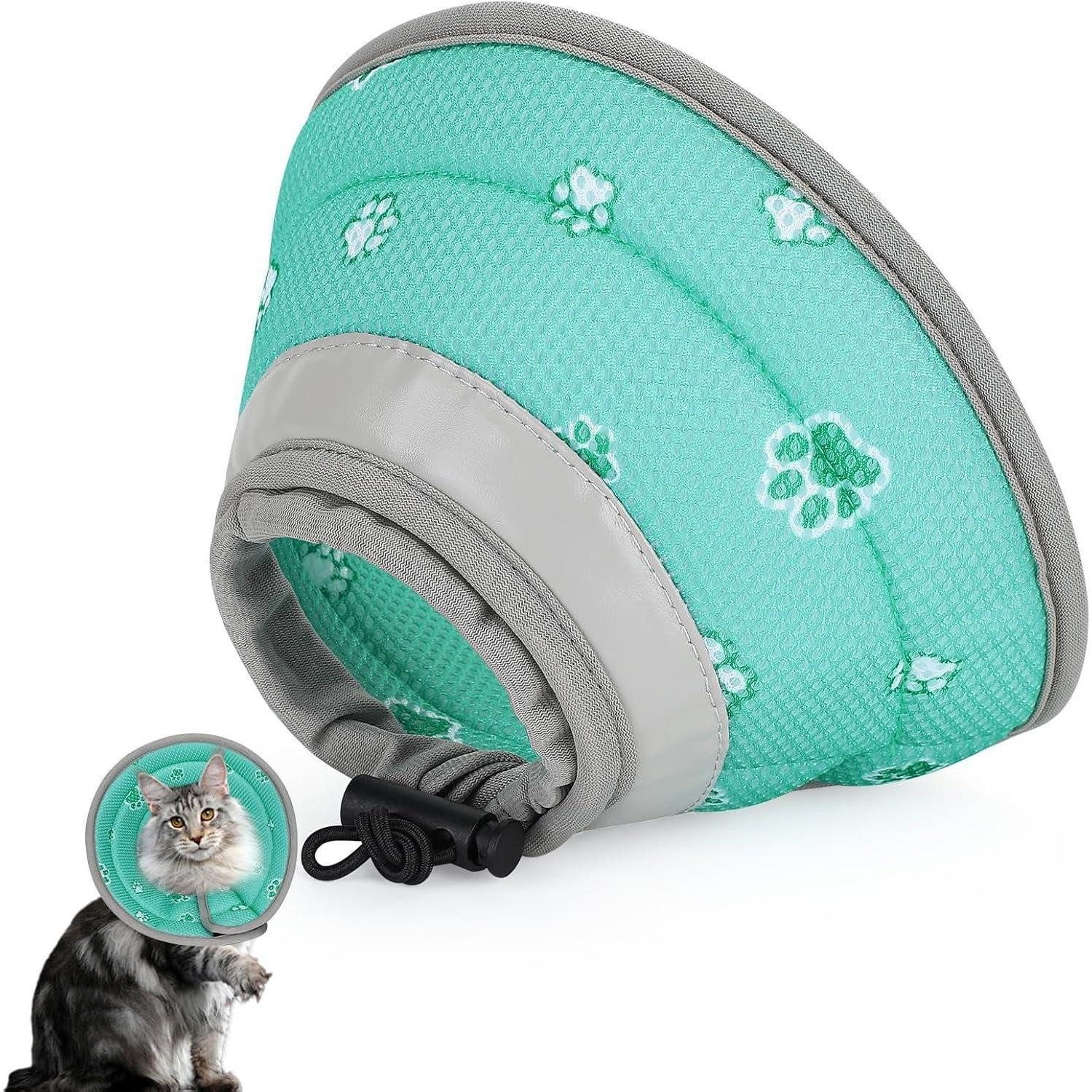 IDOGCHEW Schutzkragen Halskrause Katze Weicher Schutzkragen Faltbar Grün M