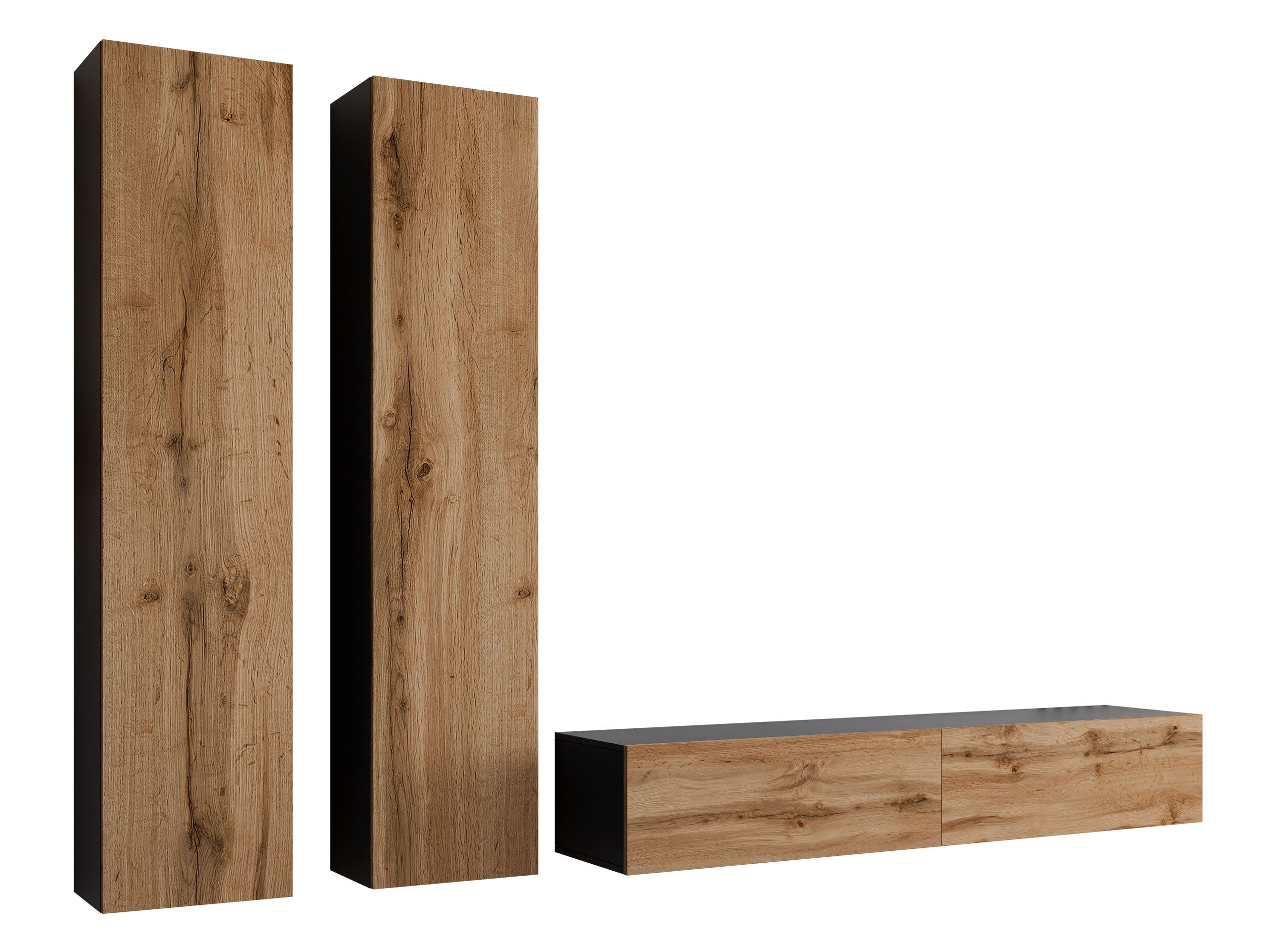 MIRJAN24 Wohnwand Vigo IV, (3er-Set, 2x Vitrine, TV-Lowboard), grifflosem Öffnen "push to open"