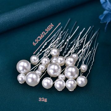 Viellan Diadem 20 Stück U-förmige Perlen-Haarnadeln, Brautschmuck, Haarschmuck, Braut Haarkamm