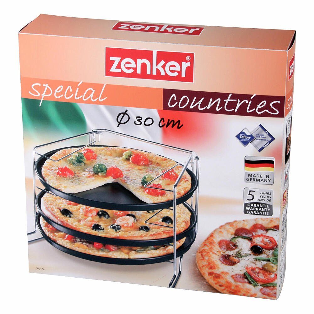 Zenker Pizzablech Zenker Special Countries Pizza-Set, 4-tlg. 29 cm, Stahlblech