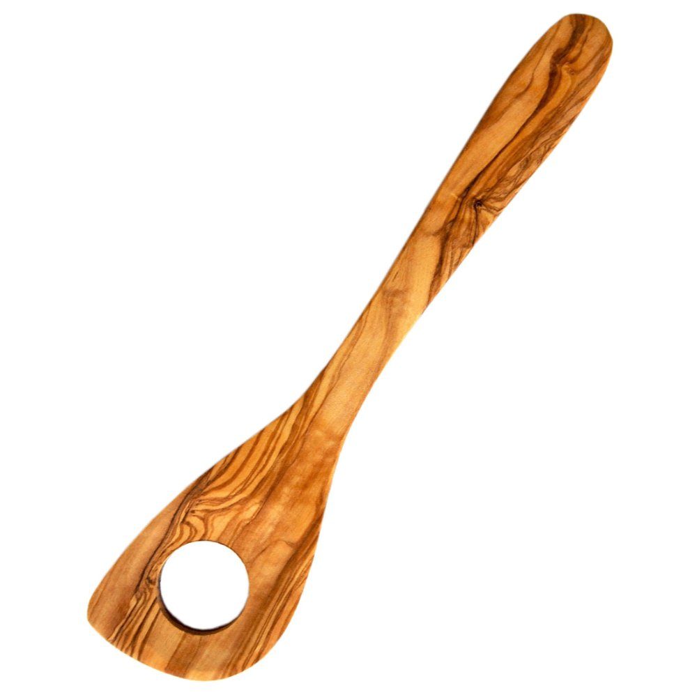 Olivenholz-erleben Kochlöffel Risottolöffel aus Olivenholz – Länge ca. 30 cm, robust & stilvoll, Ecke erreicht Topfränder mühelos – ideal zum Rühren & Schaben – Bild 2 von 5