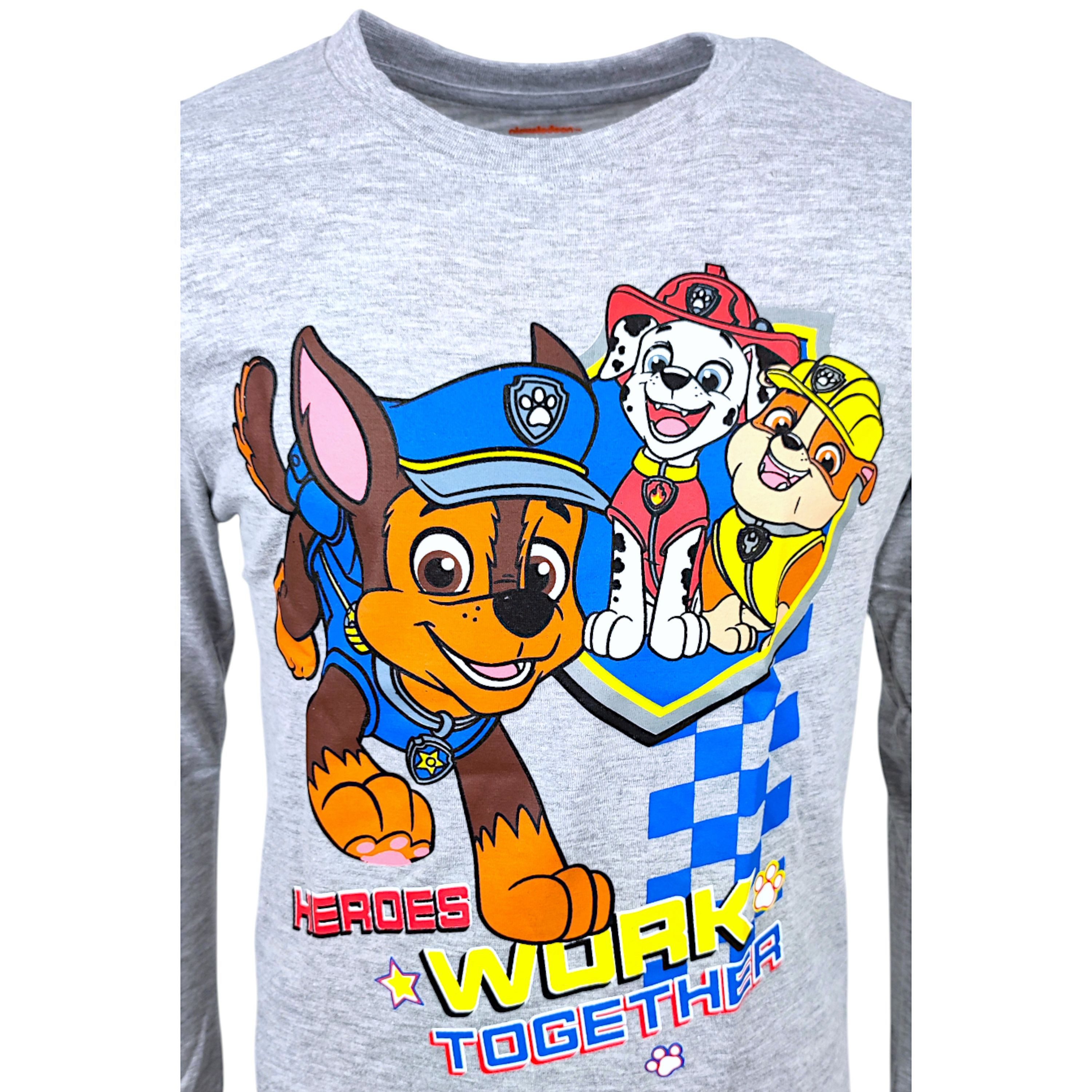 PAW PATROL Langarmshirt Chase, Marshall, Rubble Jungen Shirt aus Baumwolle Gr. 98 - 128 cm