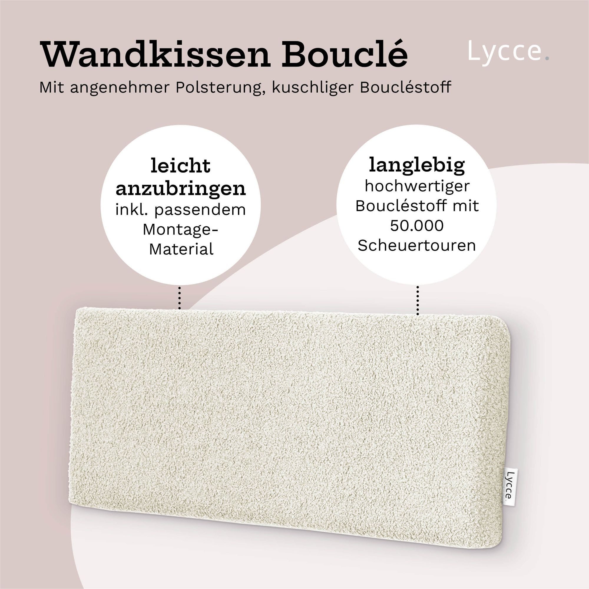 Lycce Wandpolster Wandkissen Bouclé Wandpolster Kopfteil Betten & Rückenkissen Sitzbank, (1 St), weicher Bouclé Stoff, kombininerbar